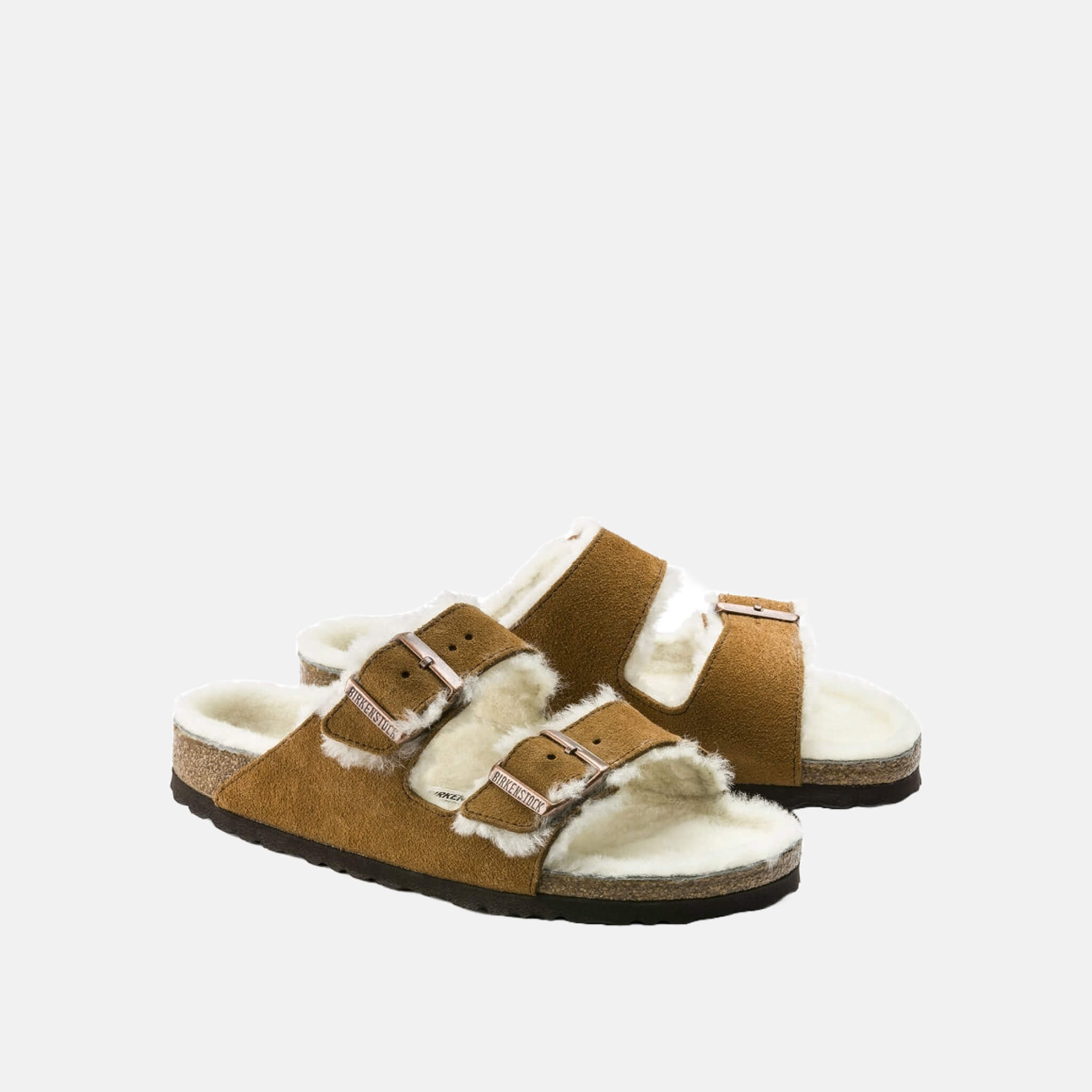 Papuci Birkenstock Arizona Shearling Suede Leather maro