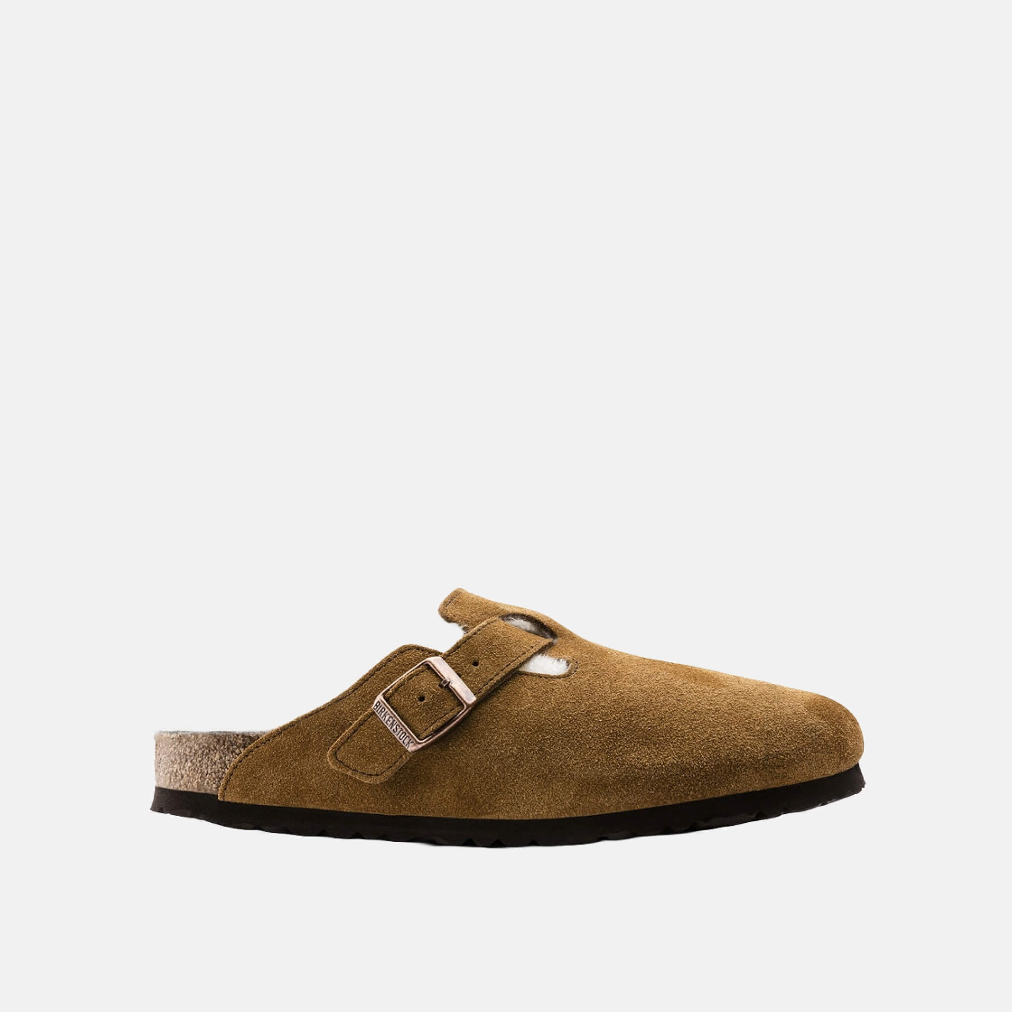 Papuci Birkenstock Boston Shearling Suede Leather maro