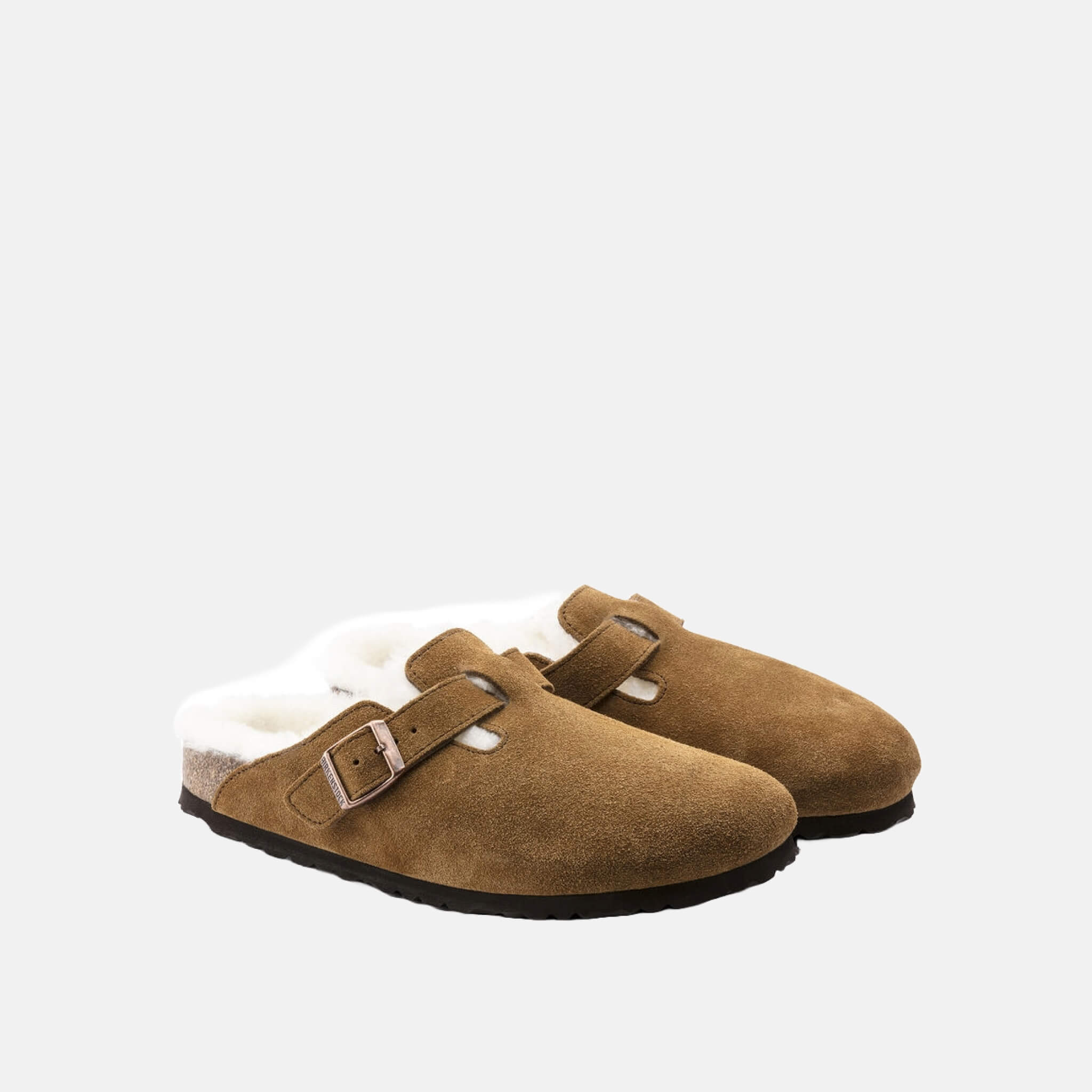 Papuci Birkenstock Boston Shearling Suede Leather maro
