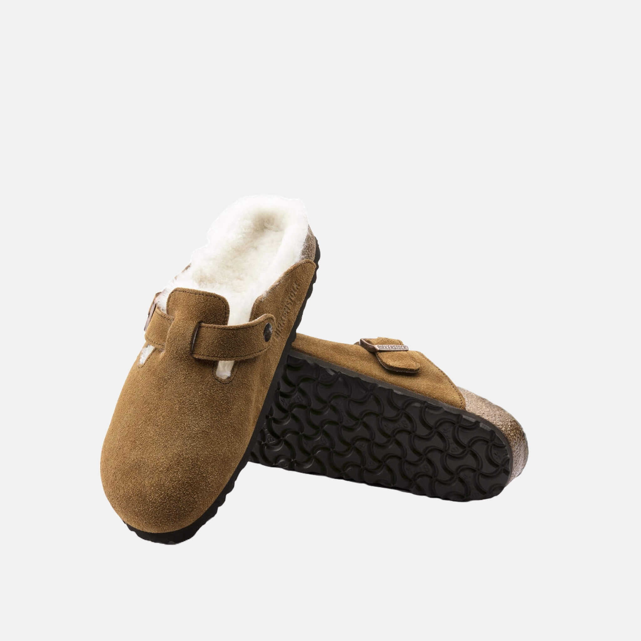 Papuci Birkenstock Boston Shearling Suede Leather maro
