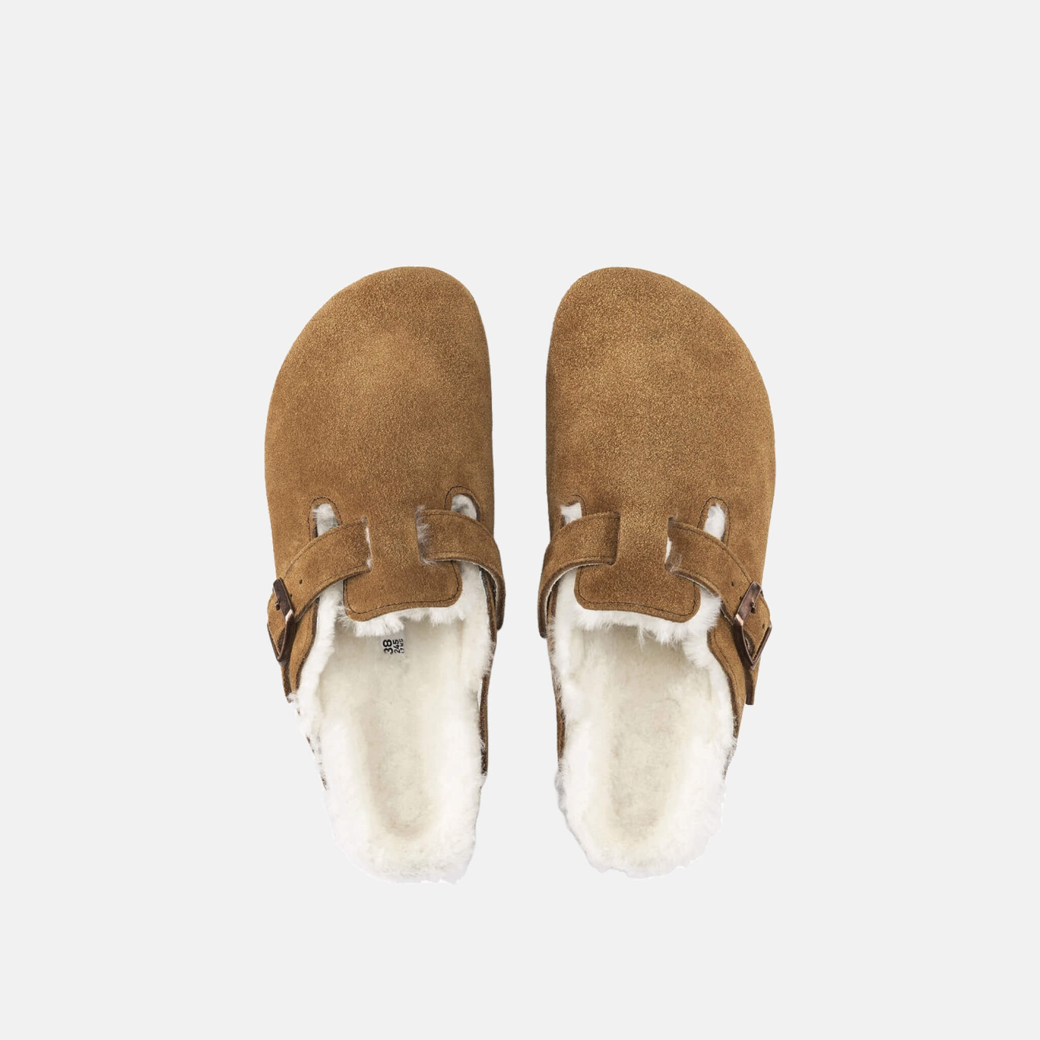 Papuci Birkenstock Boston Shearling Suede Leather maro