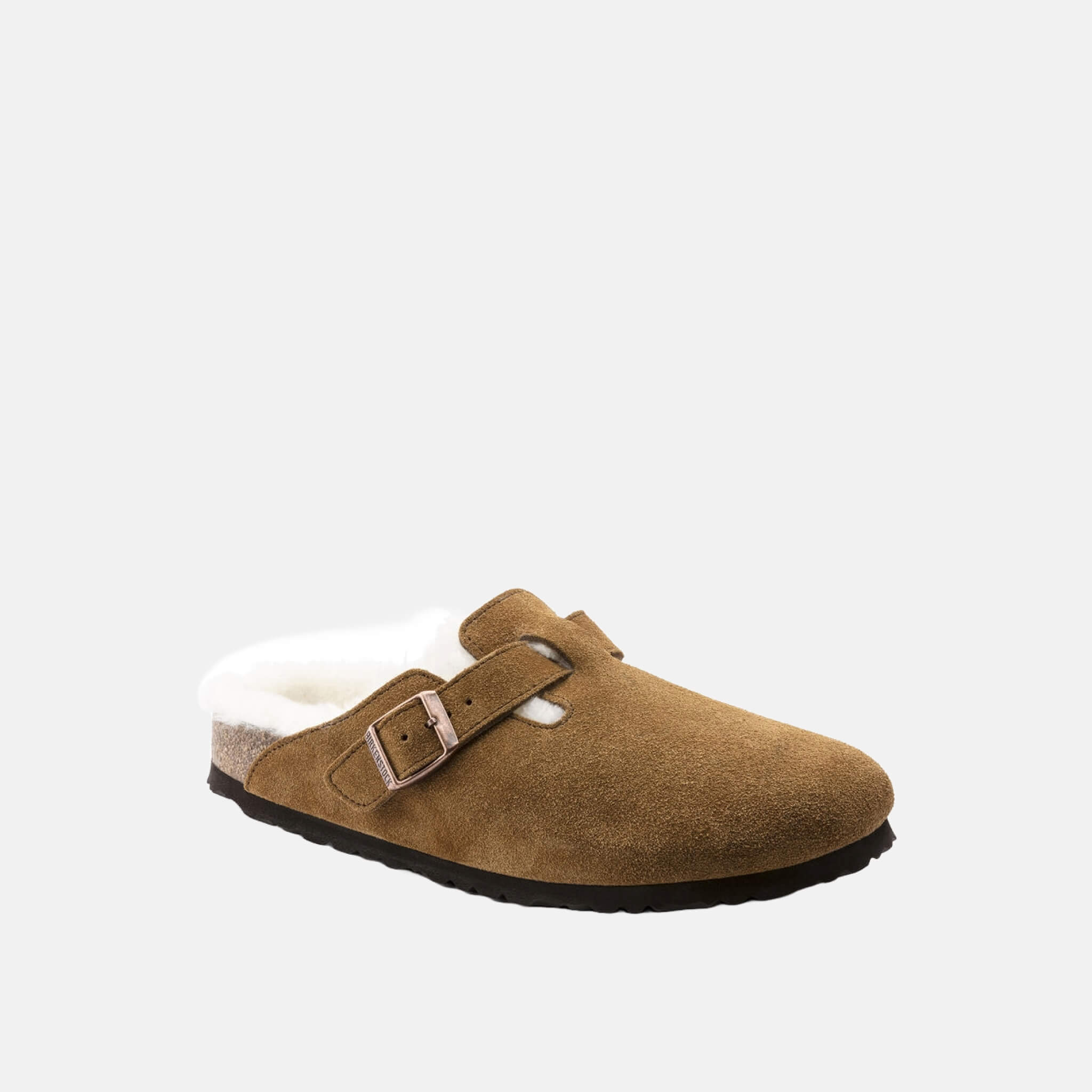 Papuci Birkenstock Boston Shearling Suede Leather maro
