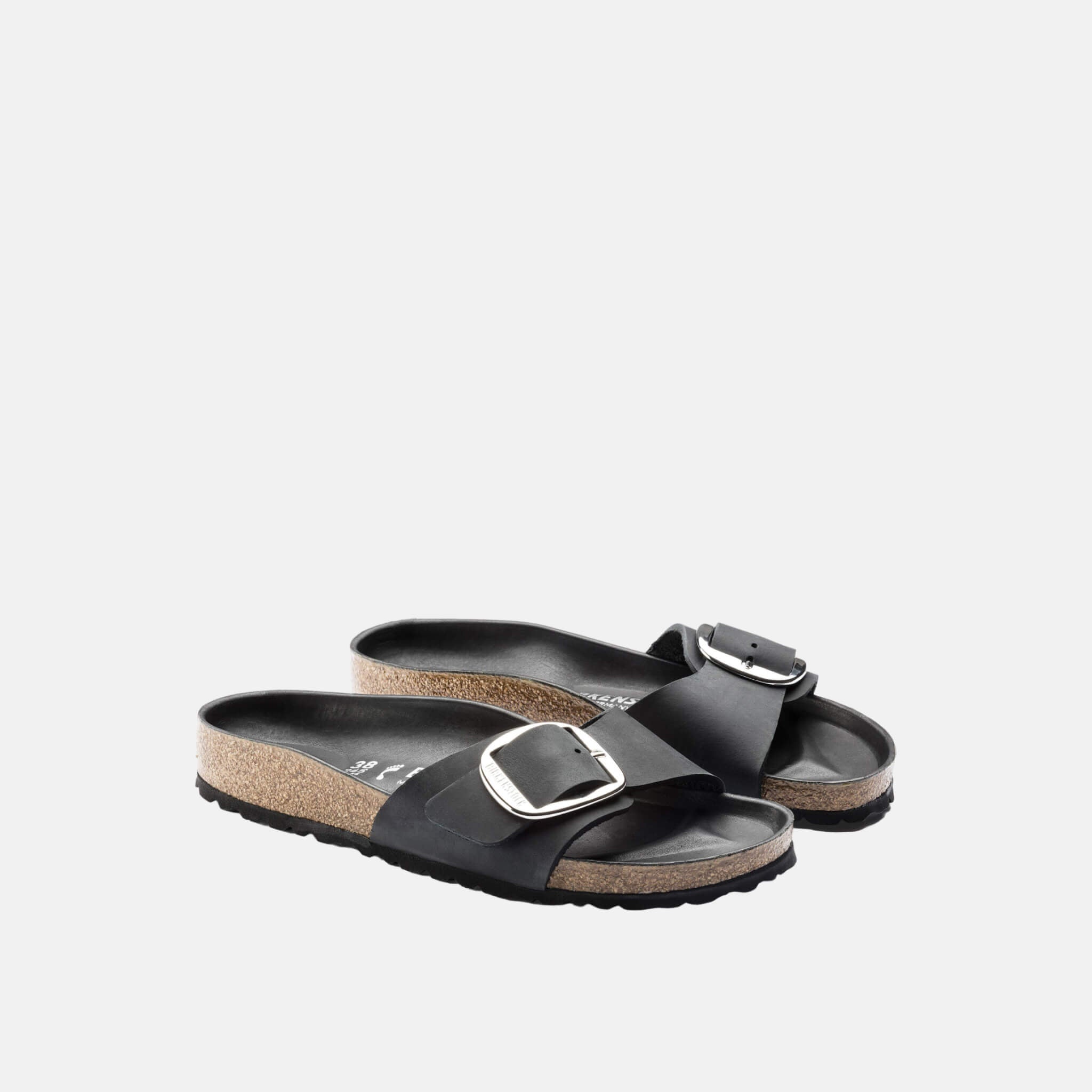 Papuci Birkenstock Madrid Big Buckle Oiled Leather negru