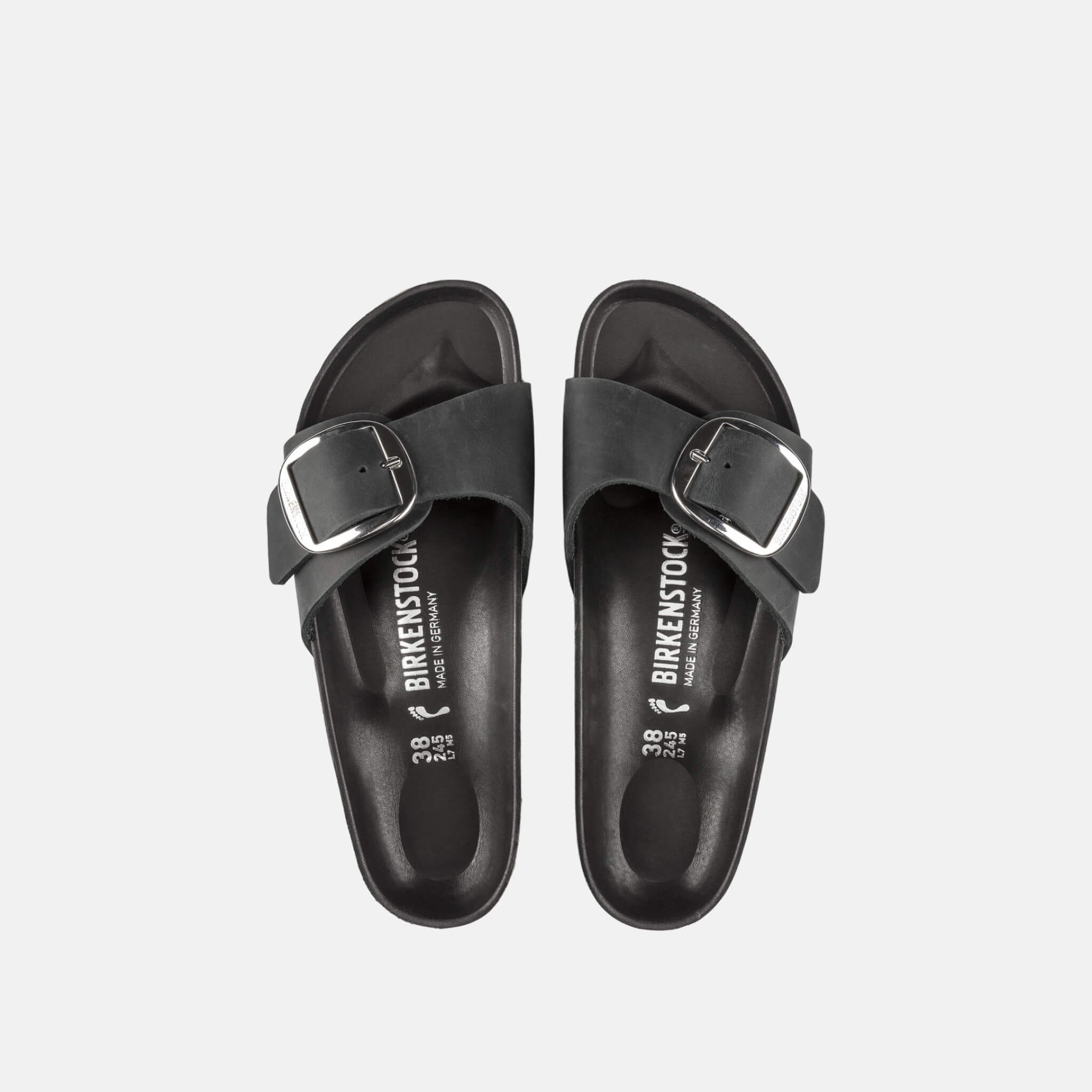 Papuci Birkenstock Madrid Big Buckle Oiled Leather negru