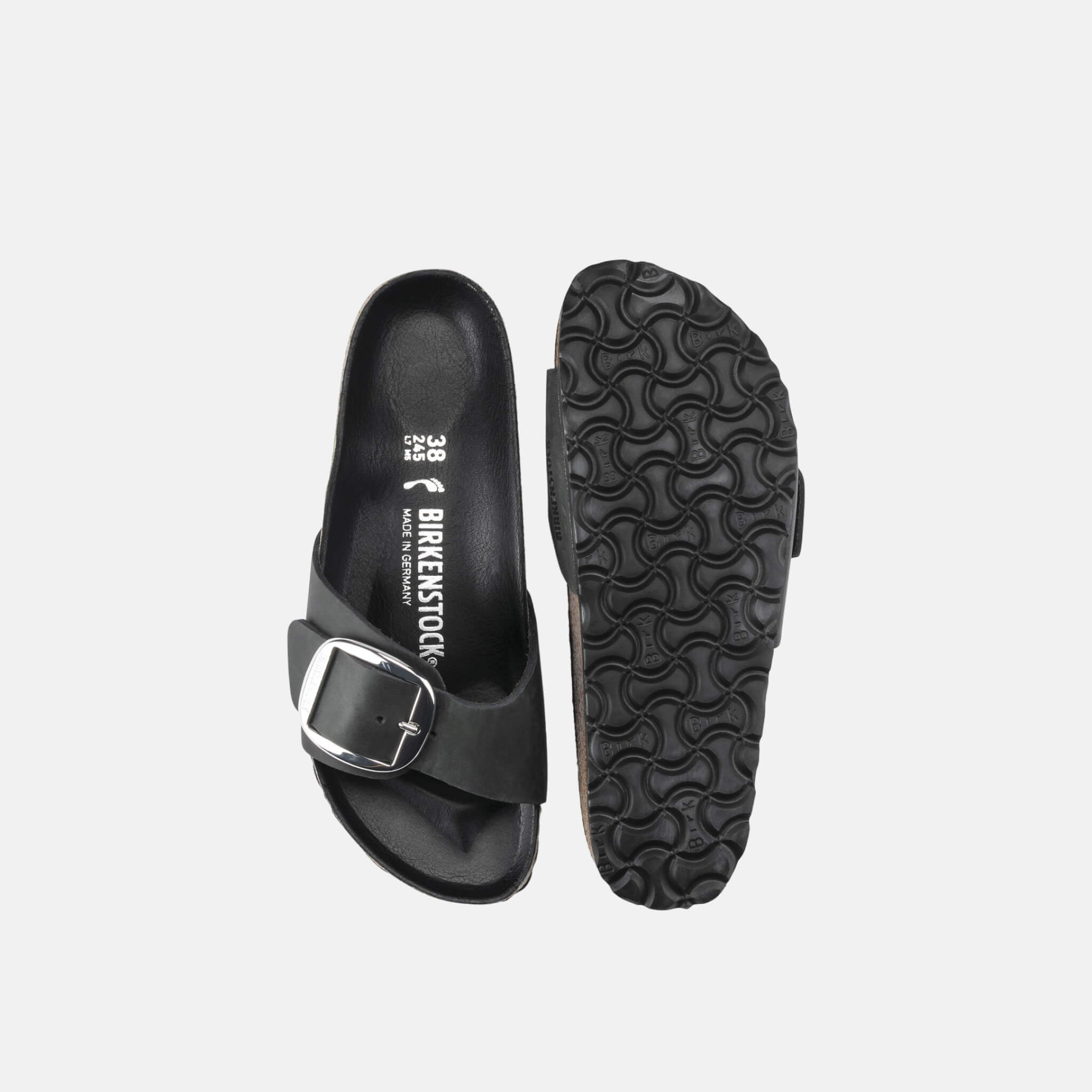 Papuci Birkenstock Madrid Big Buckle Oiled Leather negru