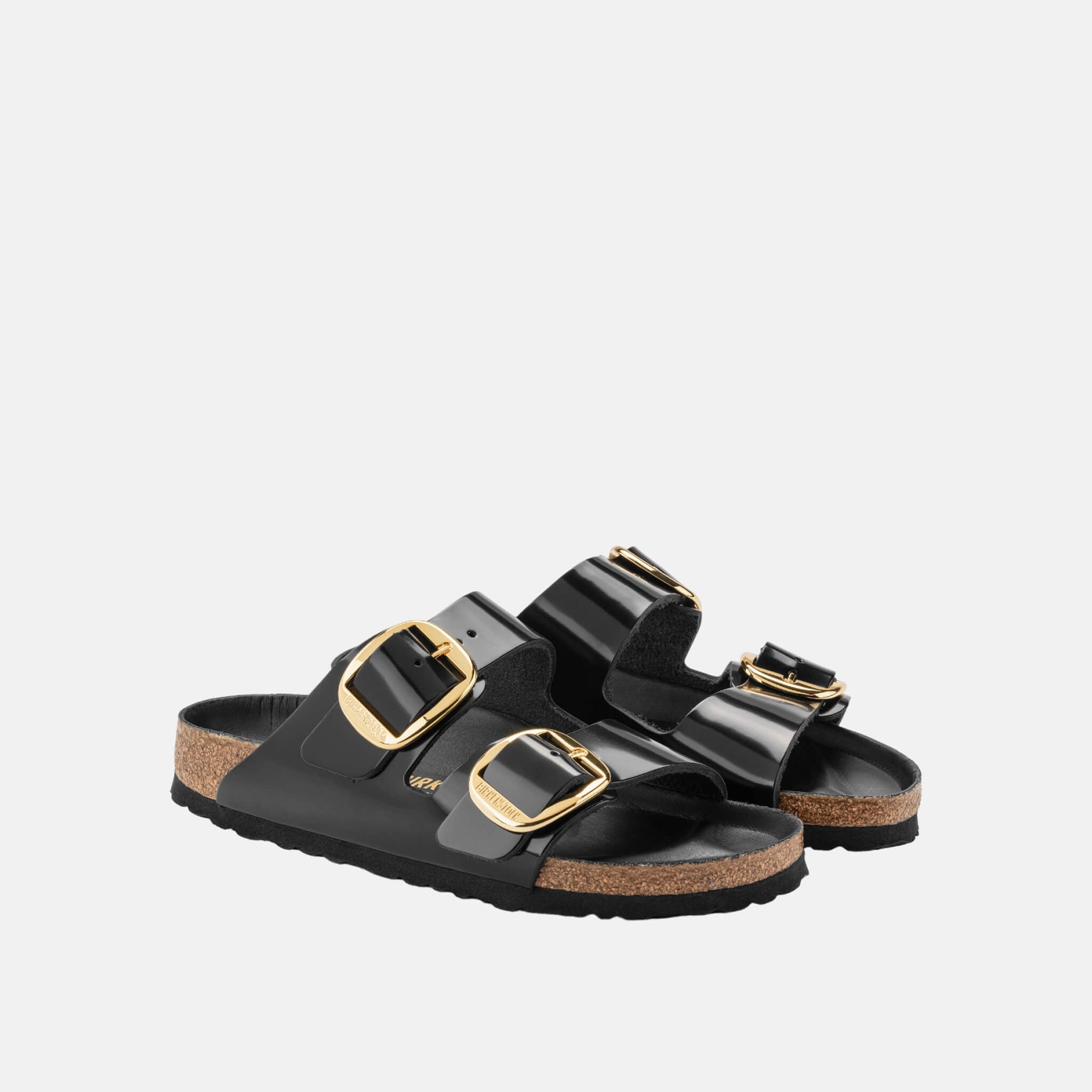 Papuci Regular Birkenstock Arizona Big Buckle High Shine Leather negru