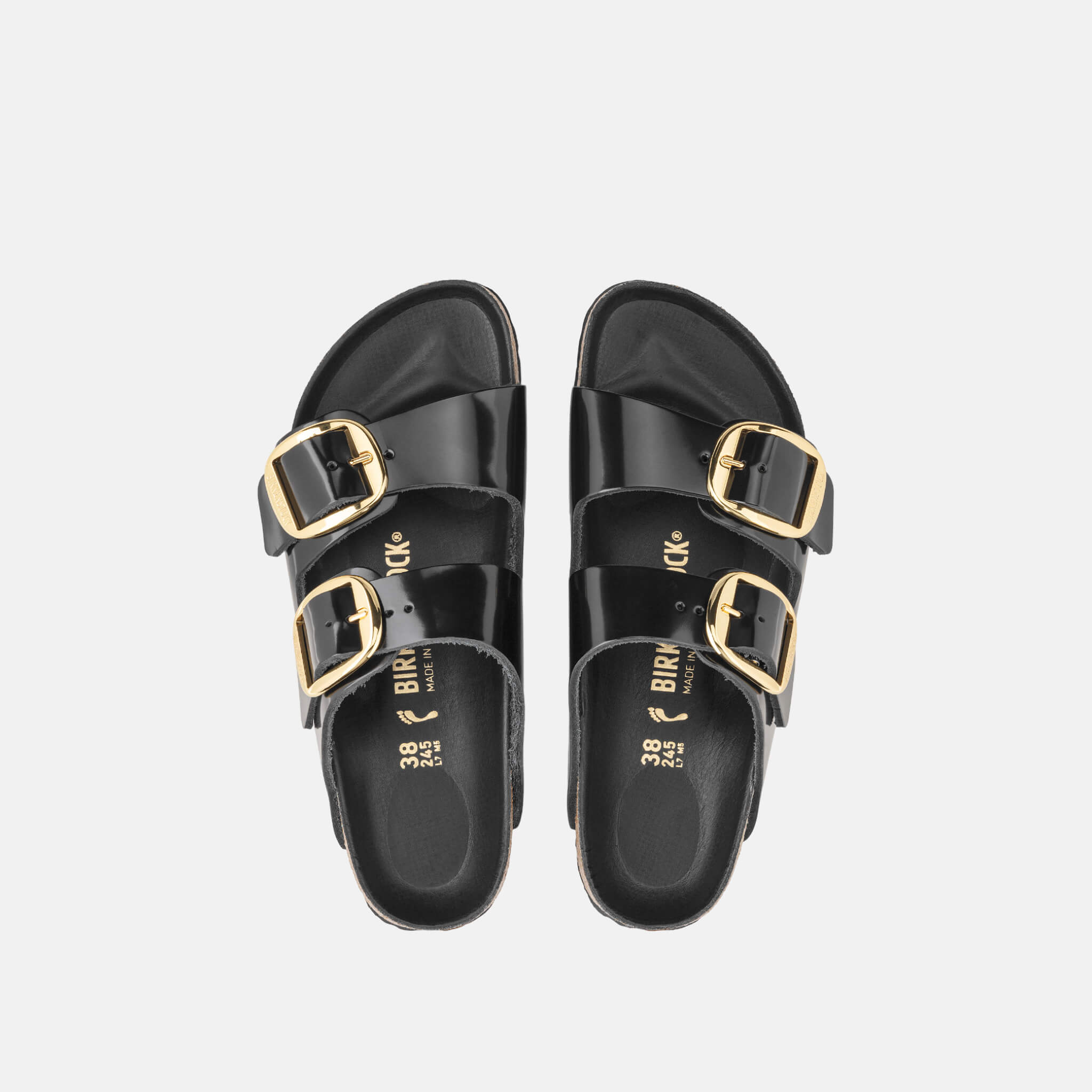 Papuci Regular Birkenstock Arizona Big Buckle High Shine Leather negru