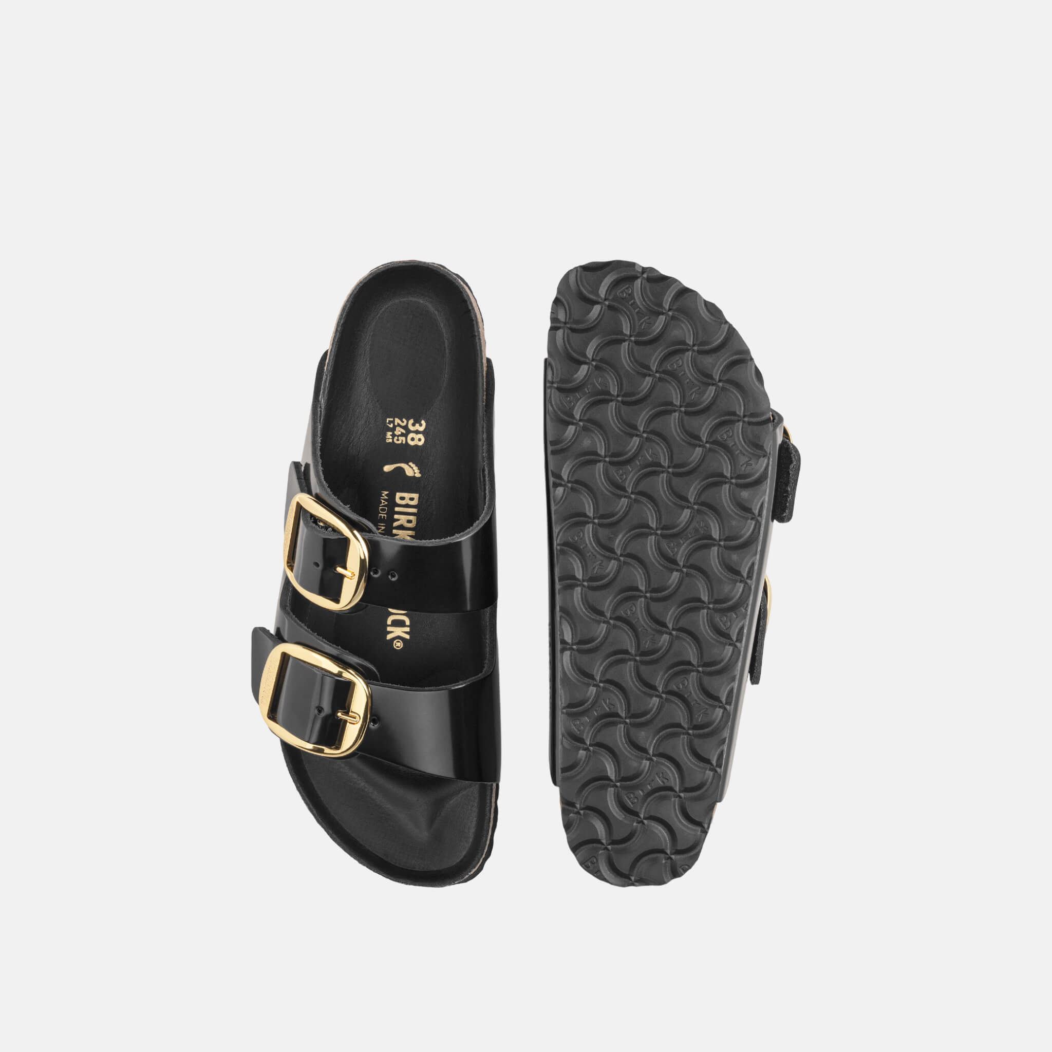 Papuci Regular Birkenstock Arizona Big Buckle High Shine Leather negru