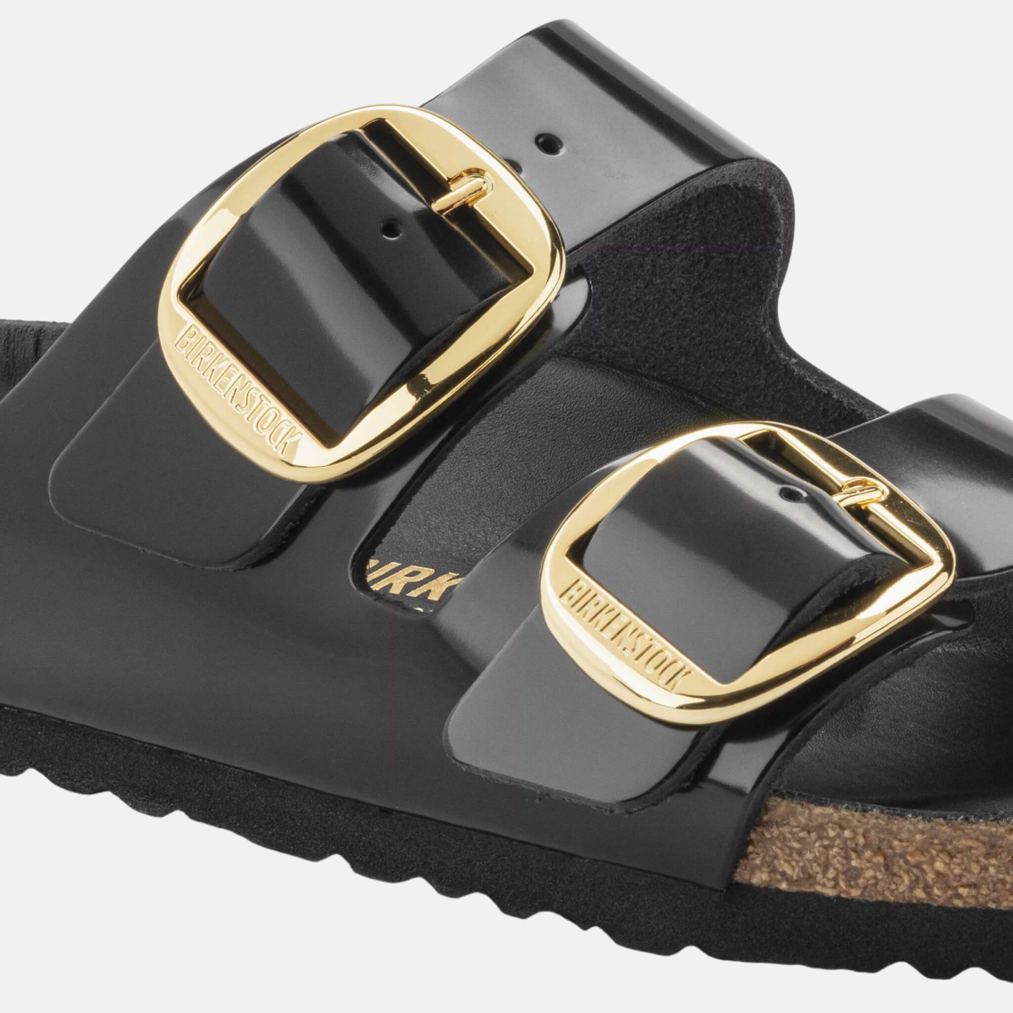 Papuci narrow Arizona Big Buckle Natural Leather Patent negru