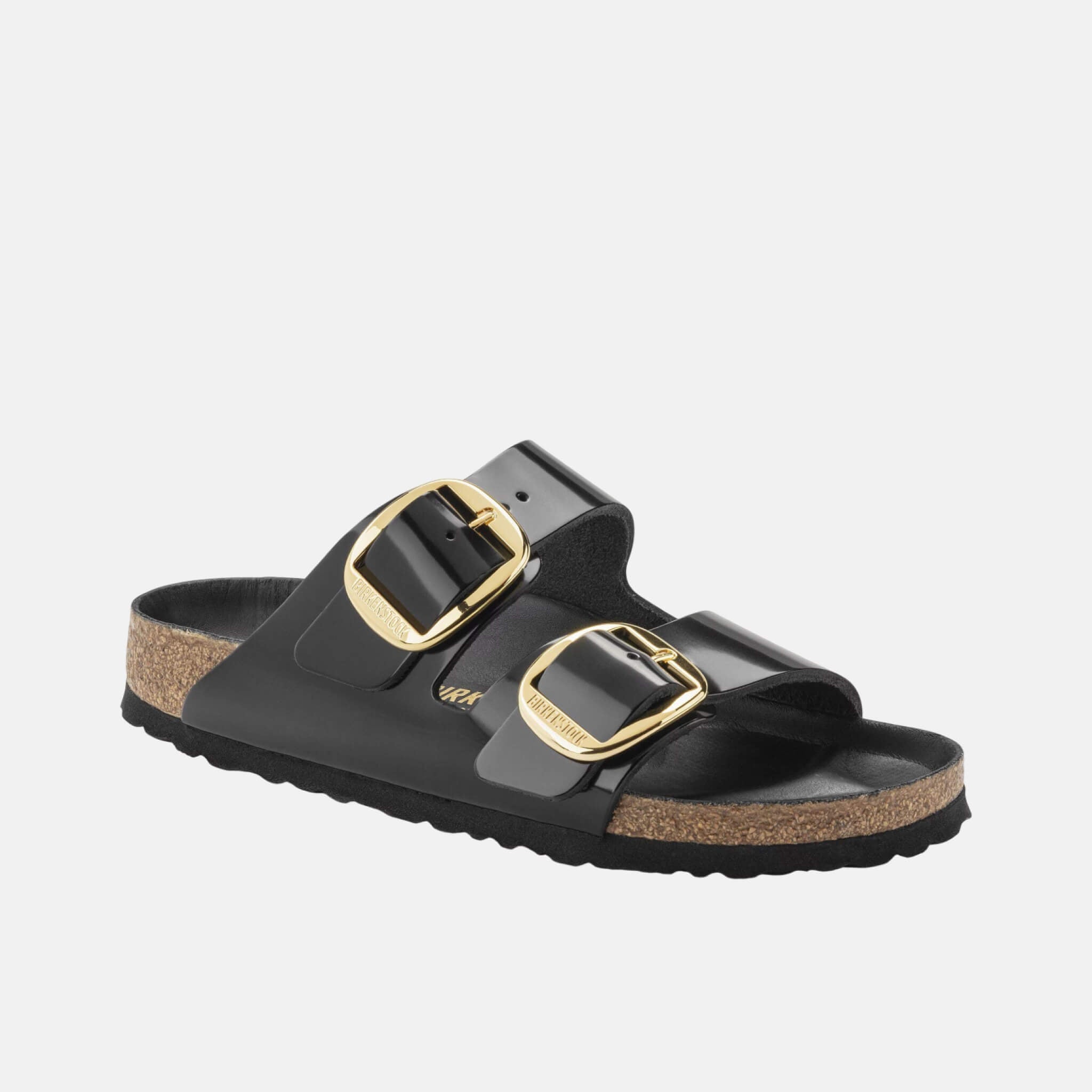Papuci narrow Arizona Big Buckle Natural Leather Patent negru