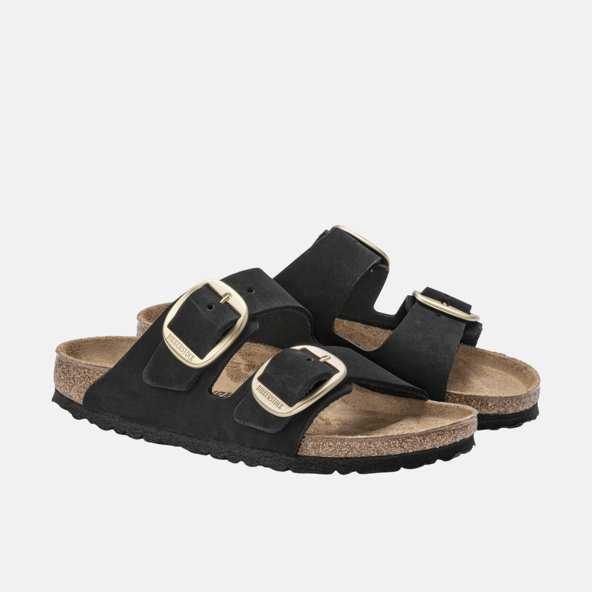 Papuci Regular Birkenstock Arizona Big Buckle Nubuck Leather negru