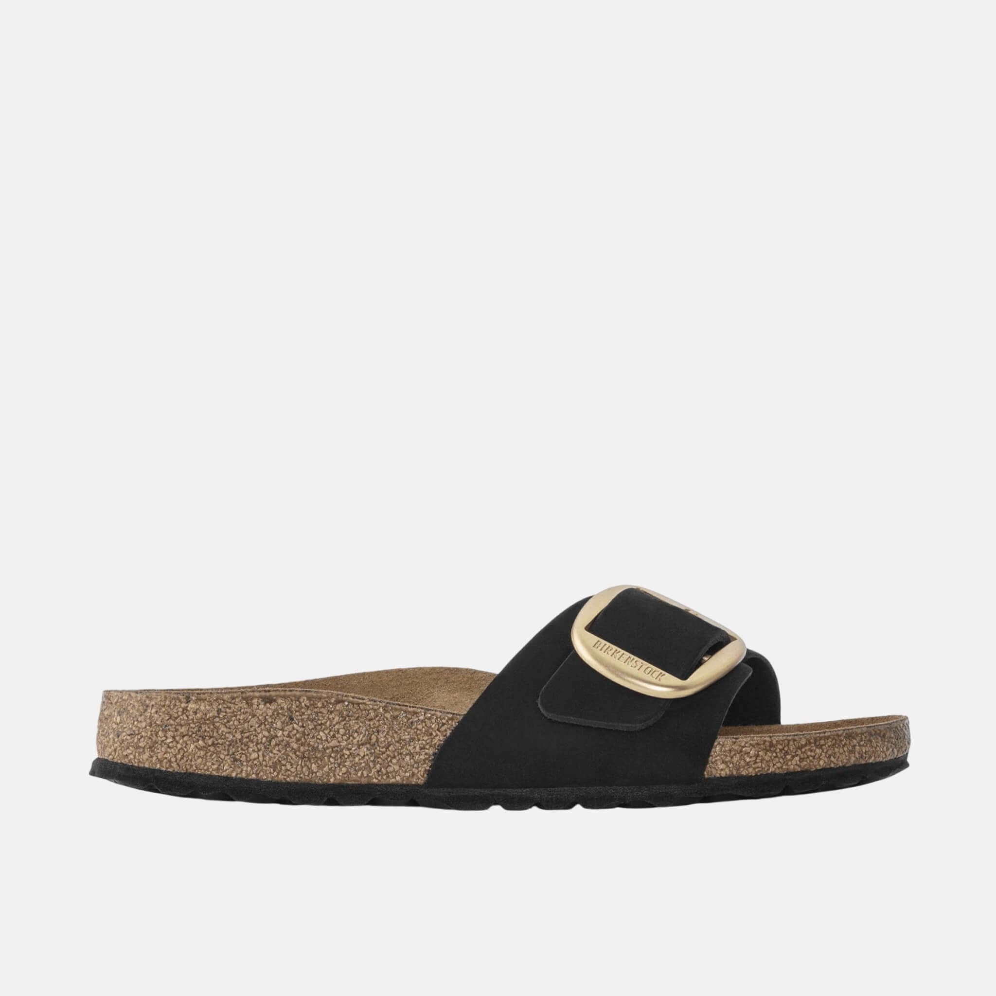 Papuci Birkenstock Madrid Big Buckle Nubuck Leather negru