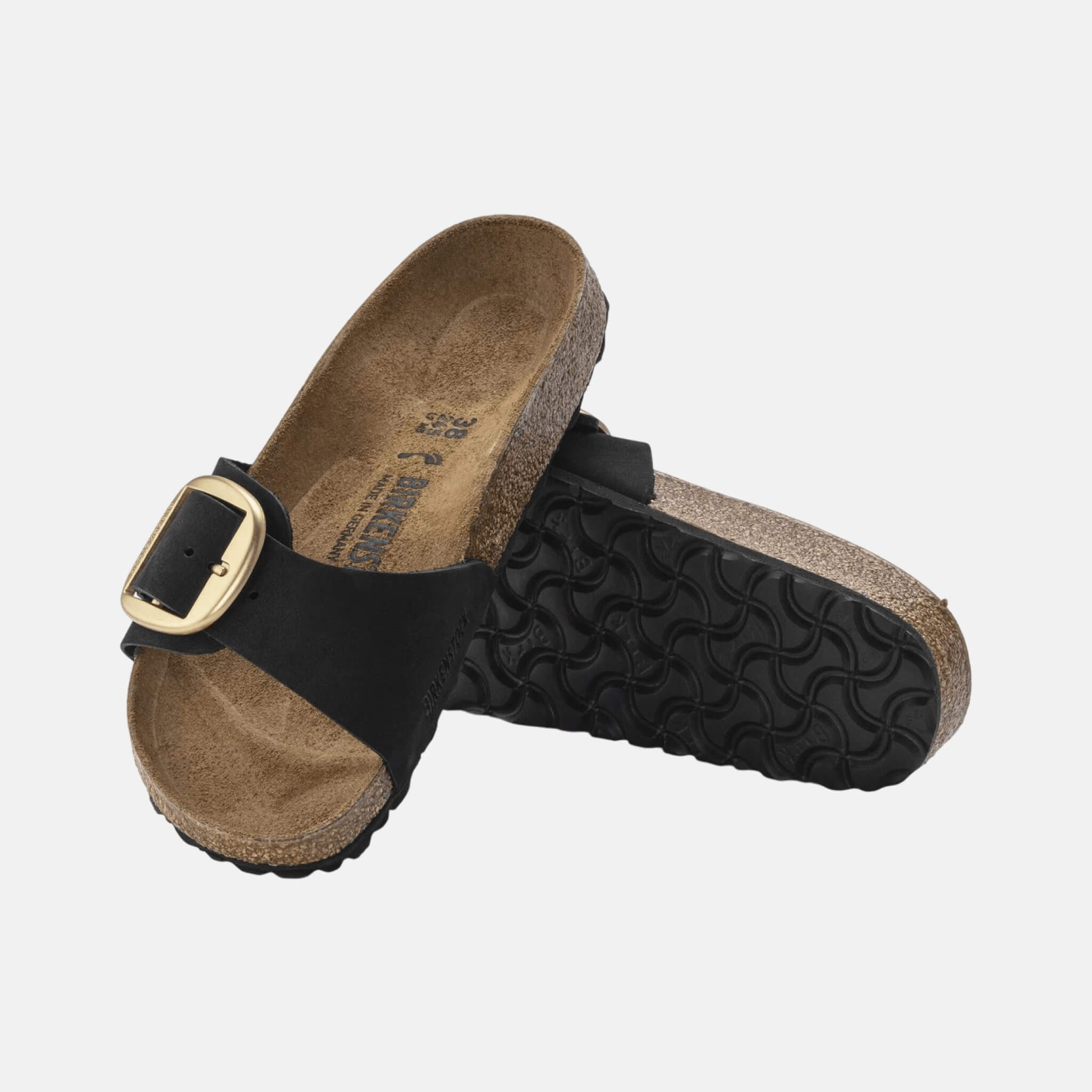 Papuci Birkenstock Madrid Big Buckle Nubuck Leather negru