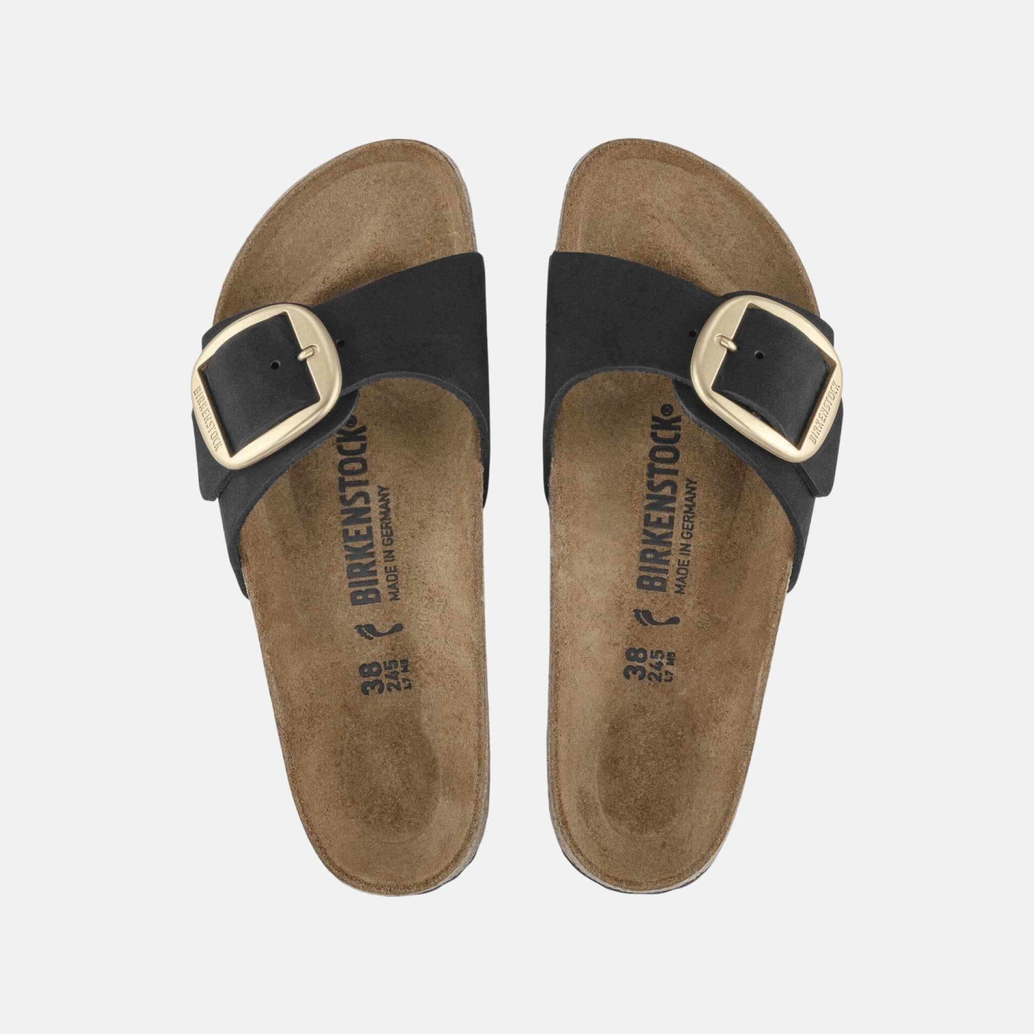 Papuci Birkenstock Madrid Big Buckle Nubuck Leather negru