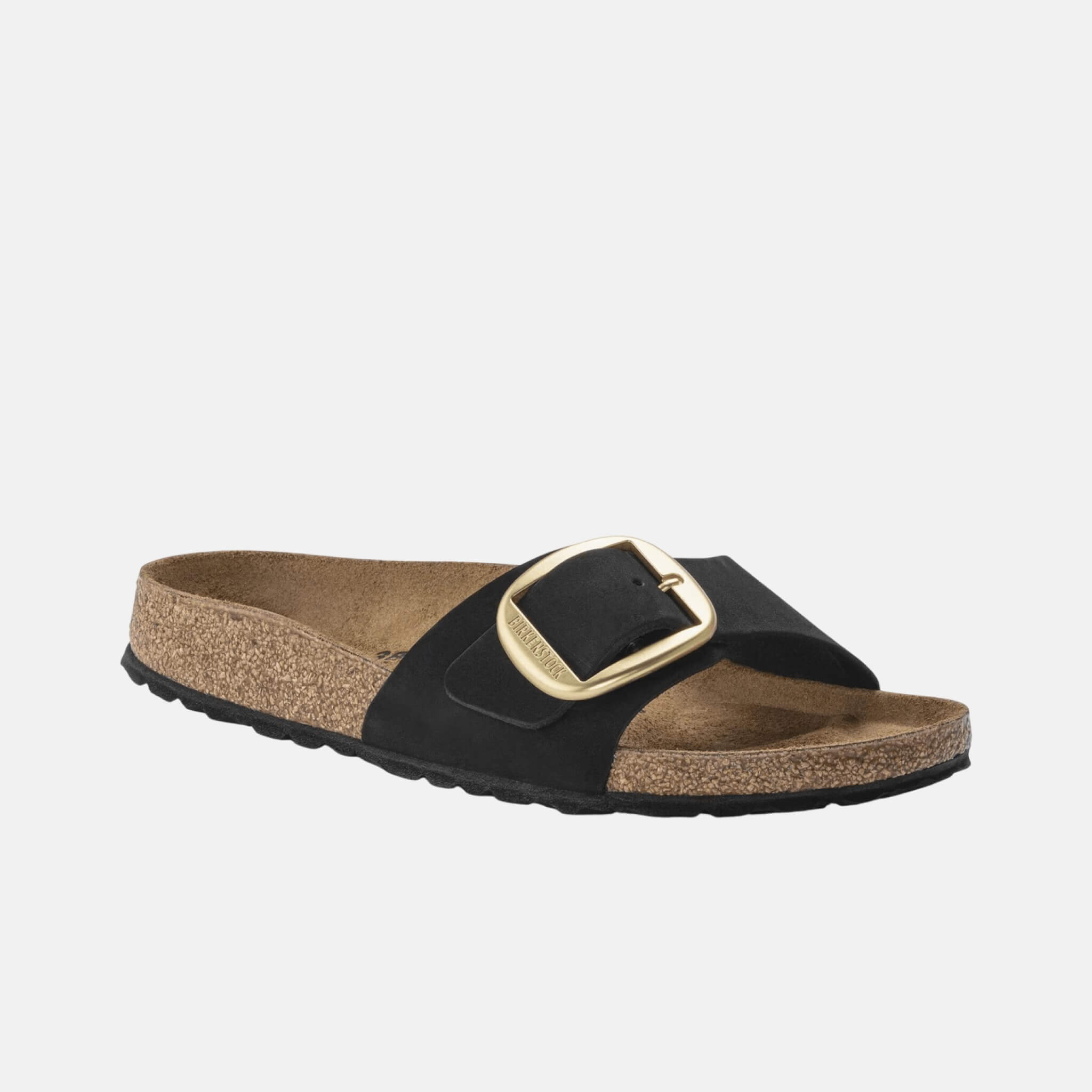 Papuci Birkenstock Madrid Big Buckle Nubuck Leather negru