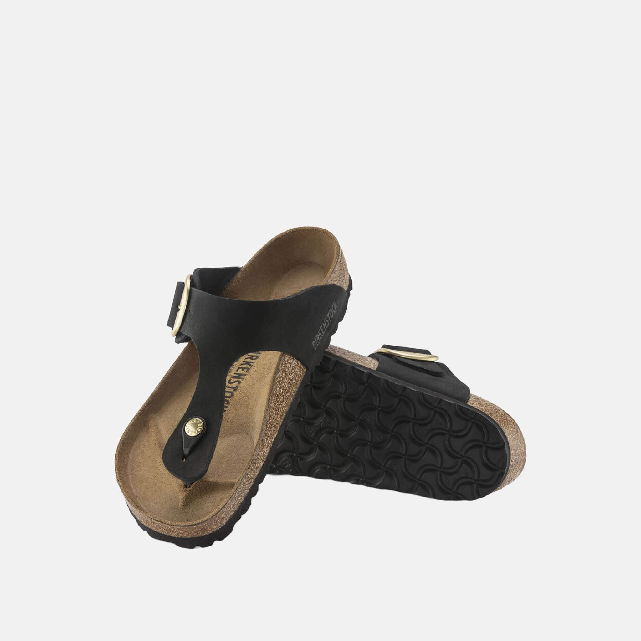 Șlapi Regular Birkenstock Gizeh Big Buckle Nubuck Leather negru