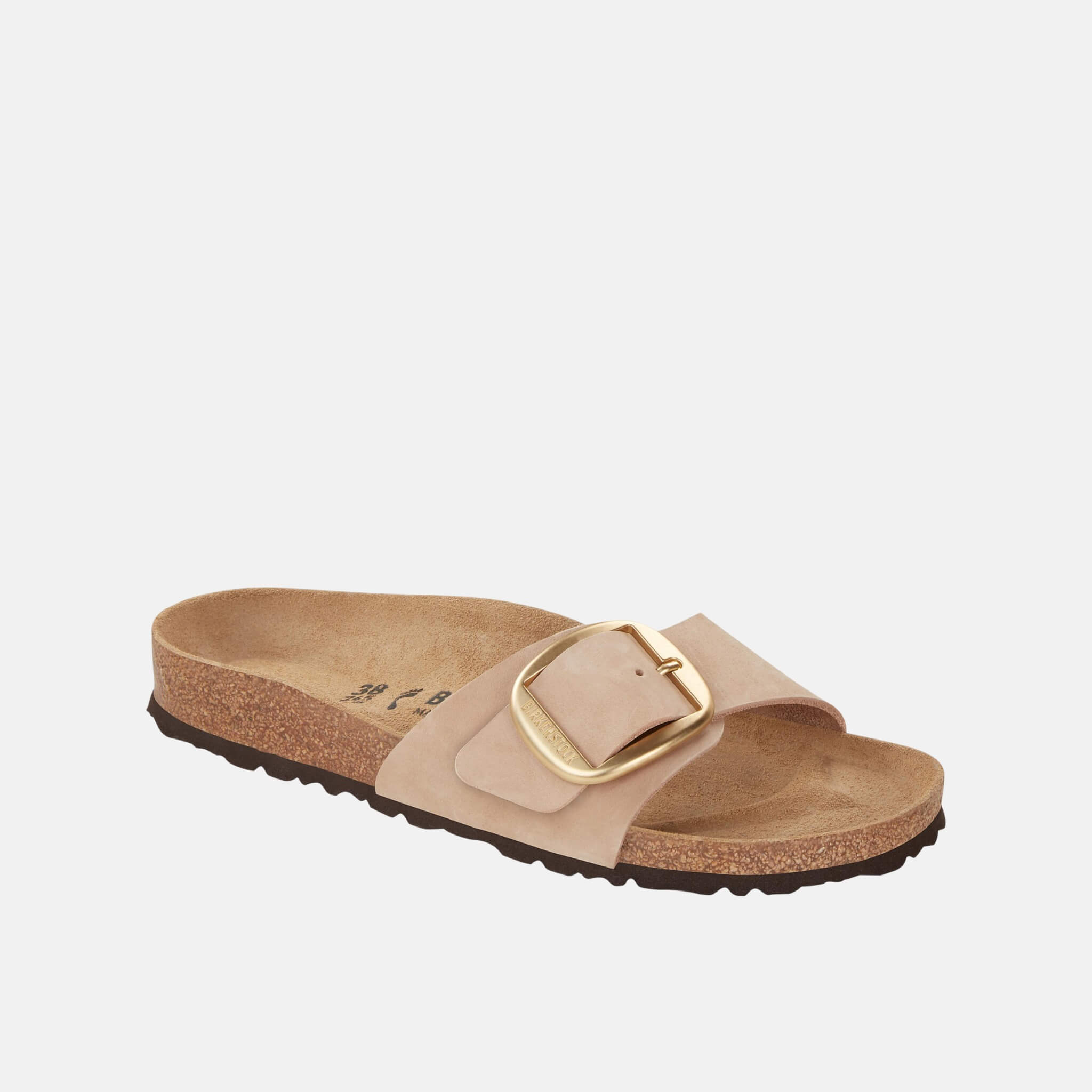 Papuci Regular Madrid Big Buckle Natural Leather Nubuck bej