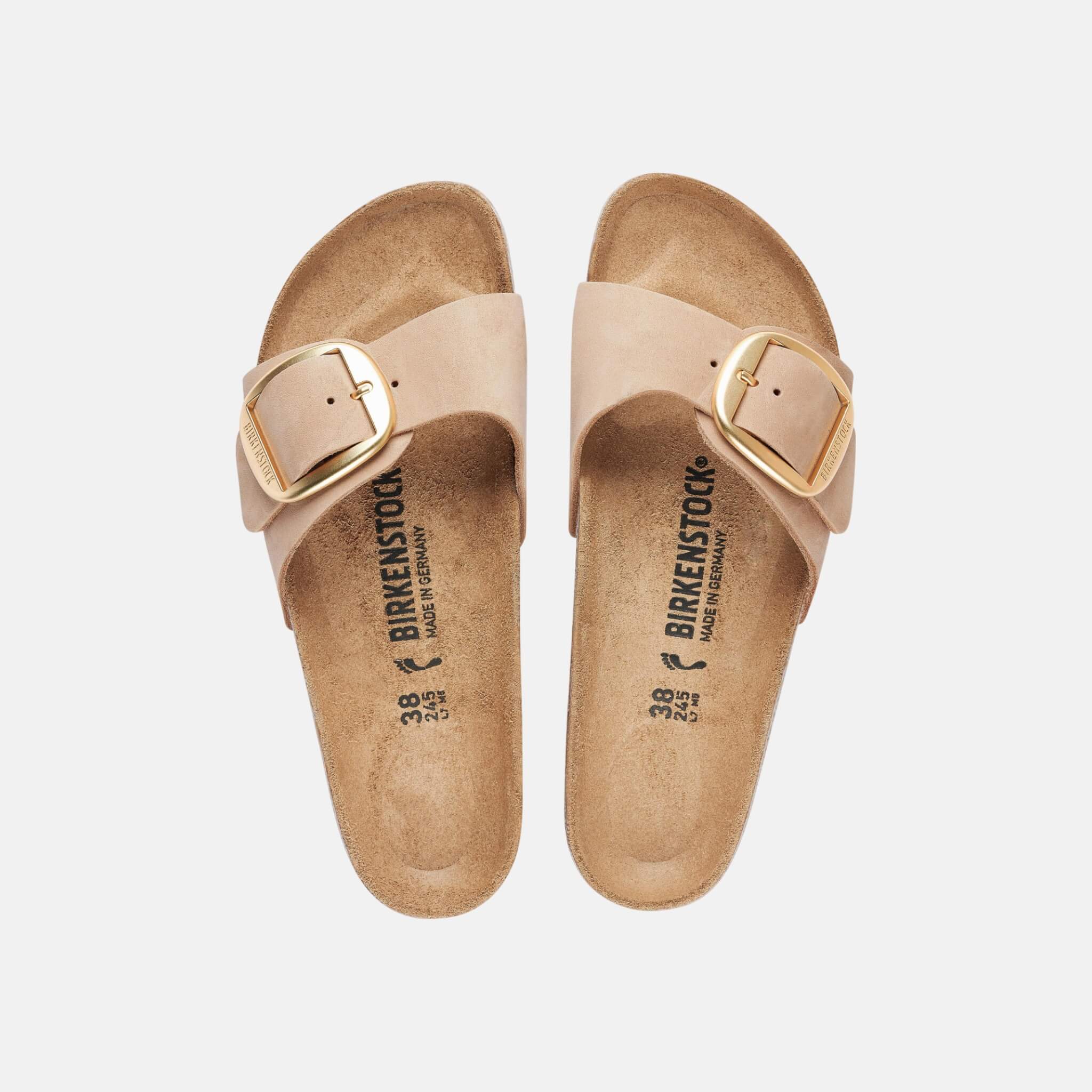 Papuci Regular Madrid Big Buckle Natural Leather Nubuck bej