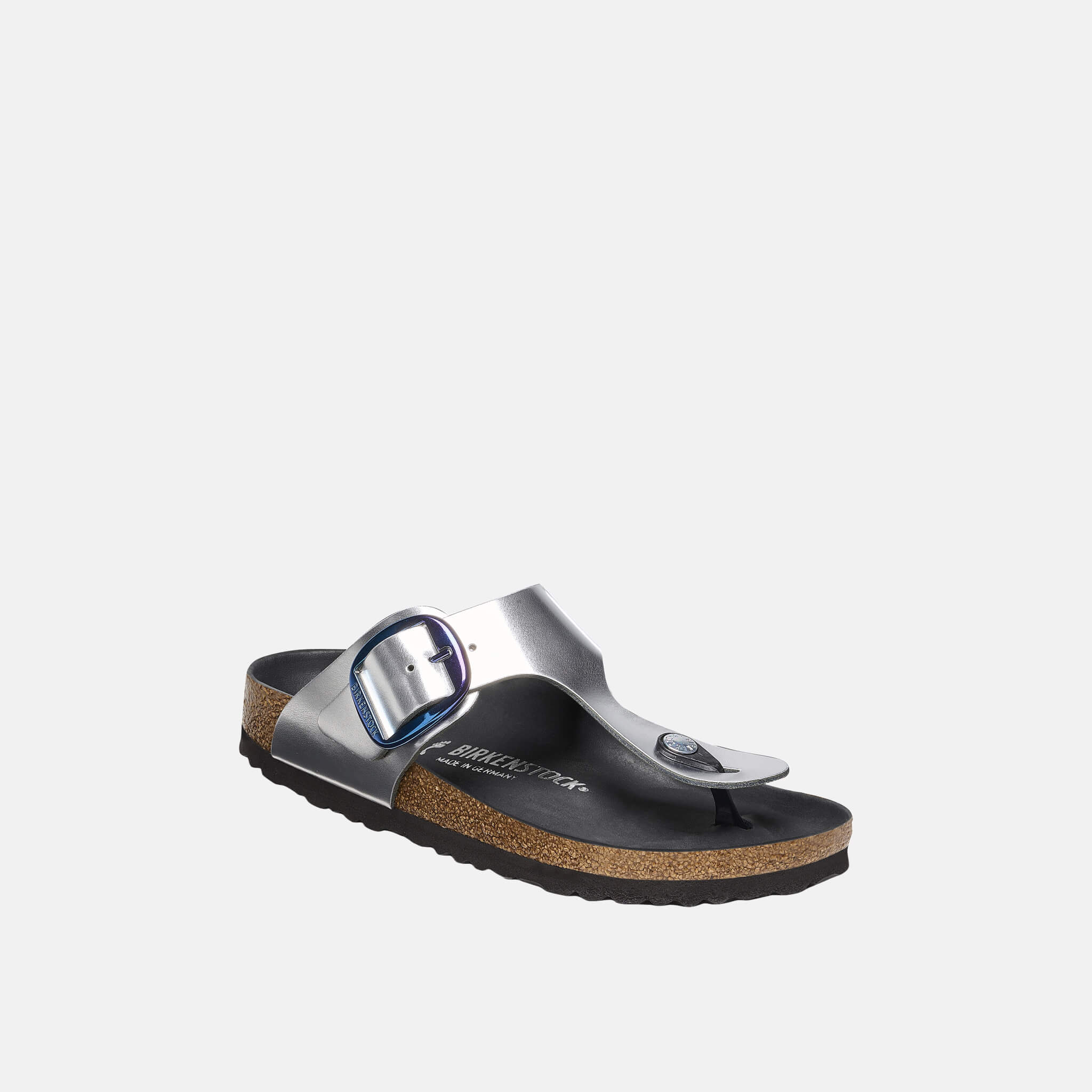 Șlapi Regular Gizeh Big Buckle Metallic Leather argintiu