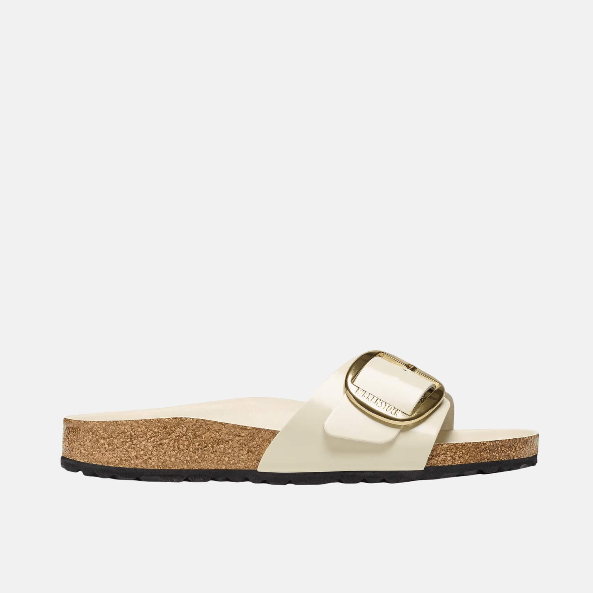 Papuci Regular Madrid High Shine Big Buckle alb