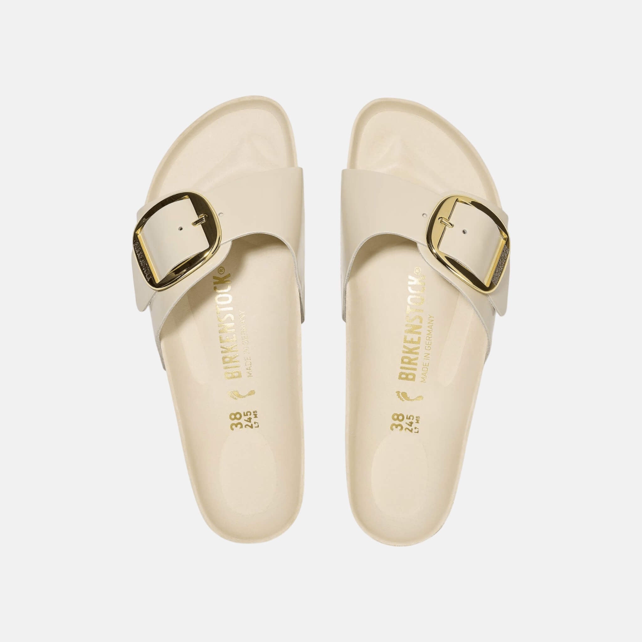 Papuci Regular Madrid High Shine Big Buckle alb