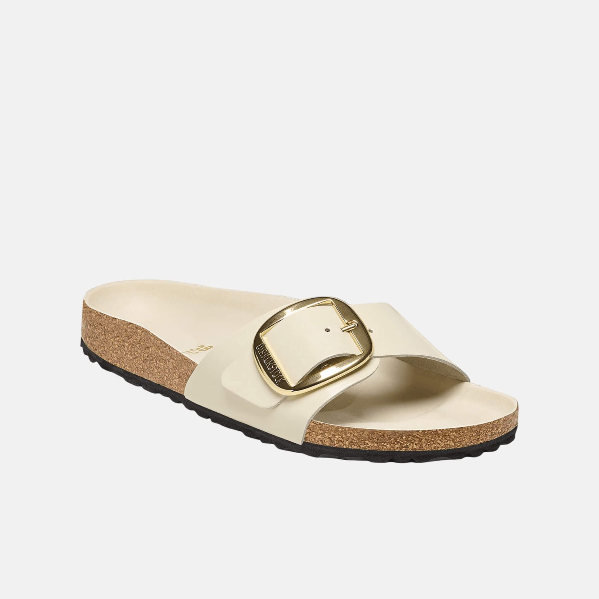 Papuci Regular Madrid High Shine Big Buckle alb