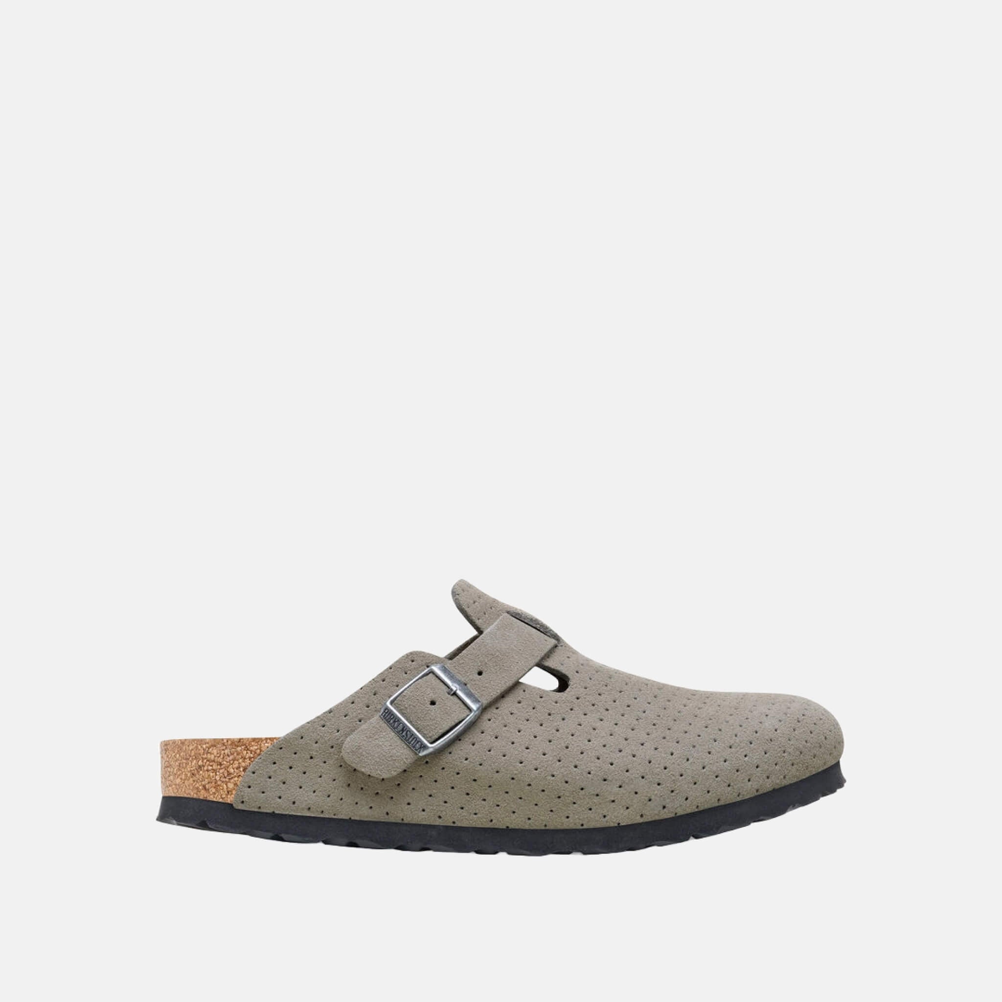 Papuci Regular Birkenstock Boston Suede Leather Embossed gri