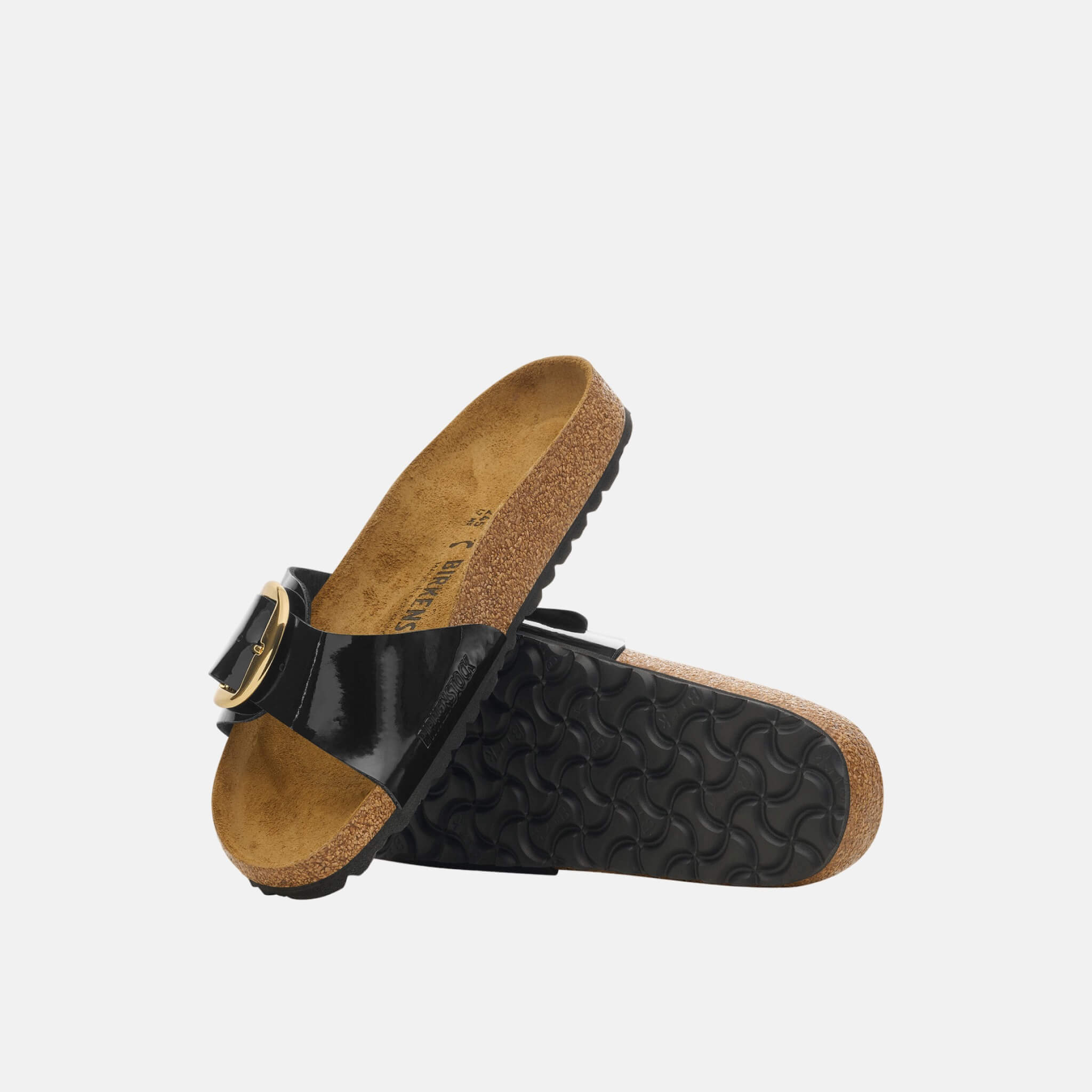 Papuci Regular Birkenstock Madrid Big Buckle Birko-Flor Patent negru