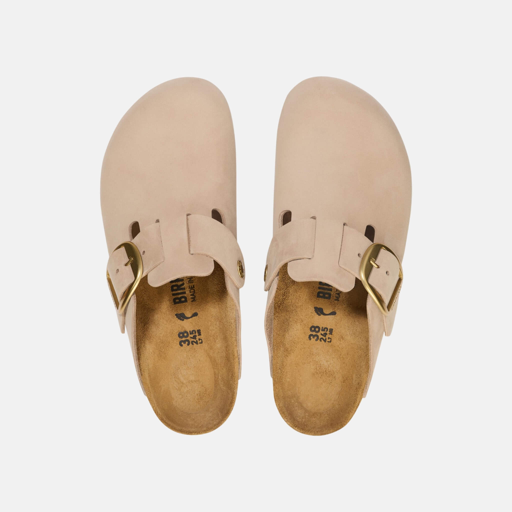 Saboți Regular Boston Big Buckle Nubuk Leather bej