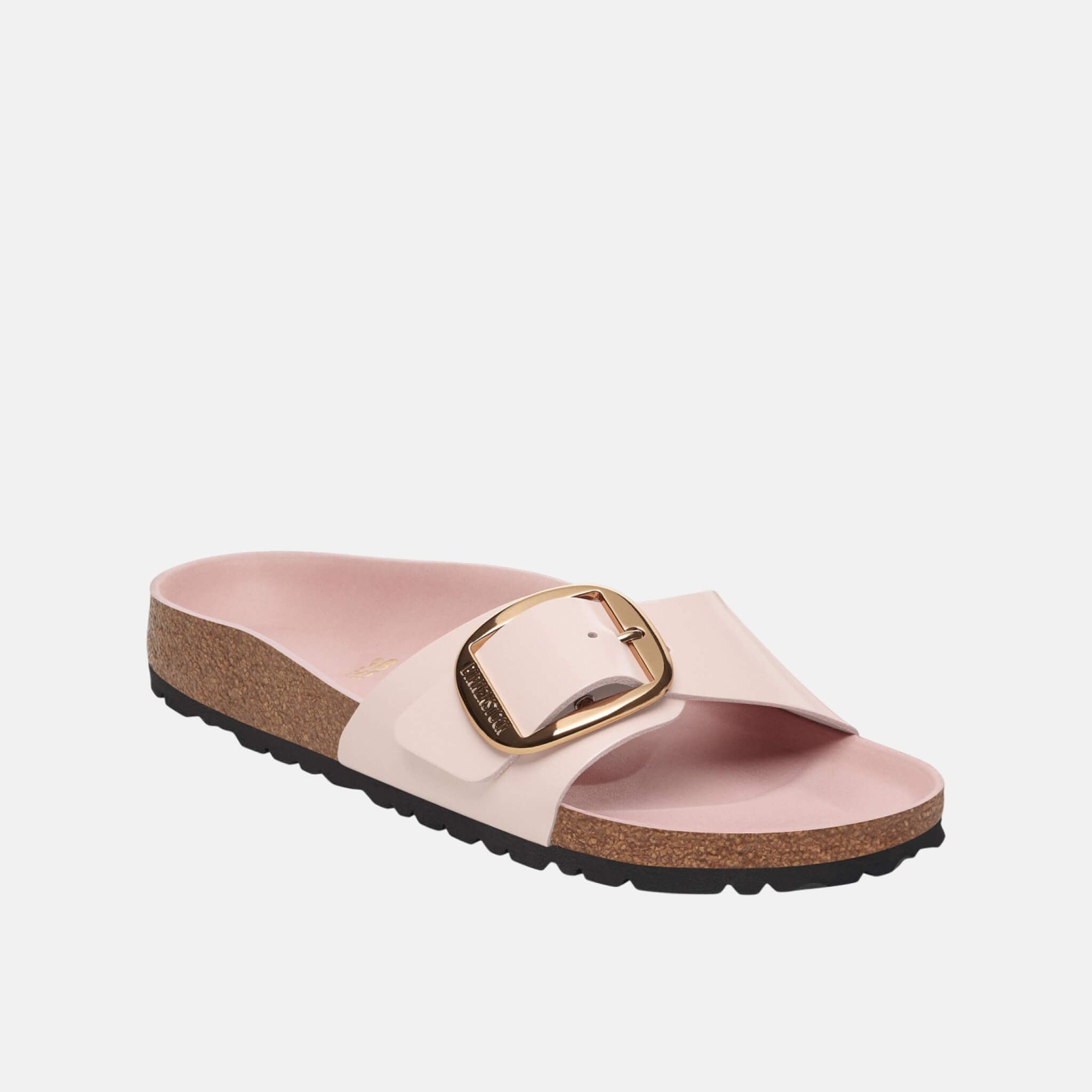 Papuci Regular Madrid Big Buckle Natural Leather Patent roz