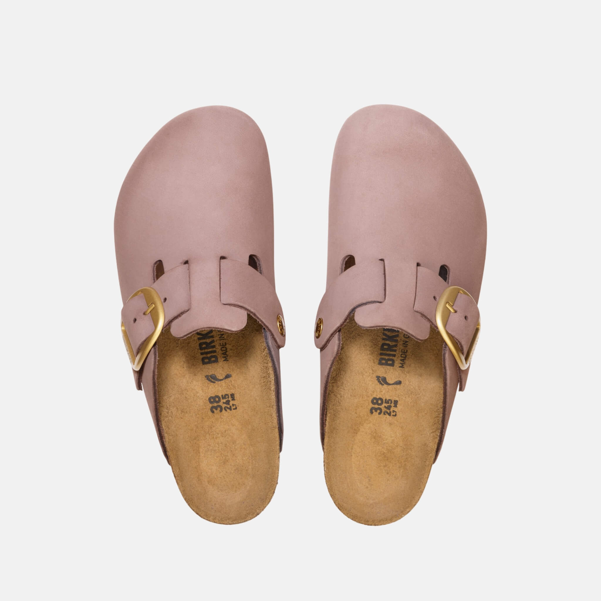 Saboți regular Boston Big Buckle Nubuk Leather mov