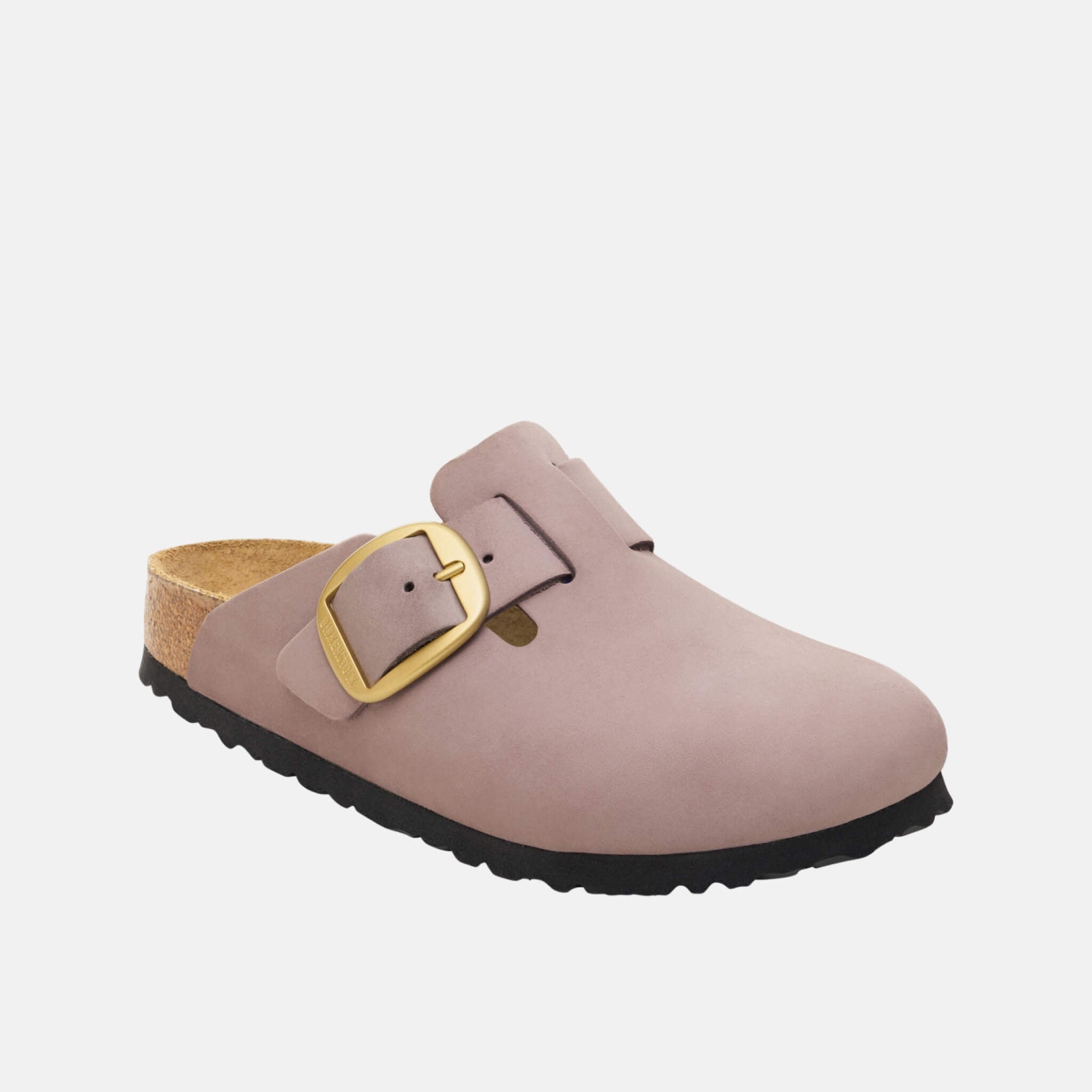 Saboți regular Boston Big Buckle Nubuk Leather mov