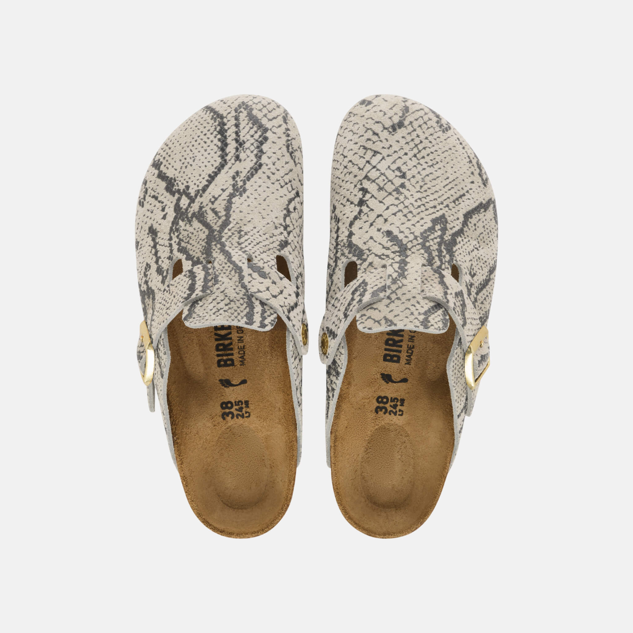 Saboți Regular gri Birkenstock Boston Rivet Logo Suede Leather de damă