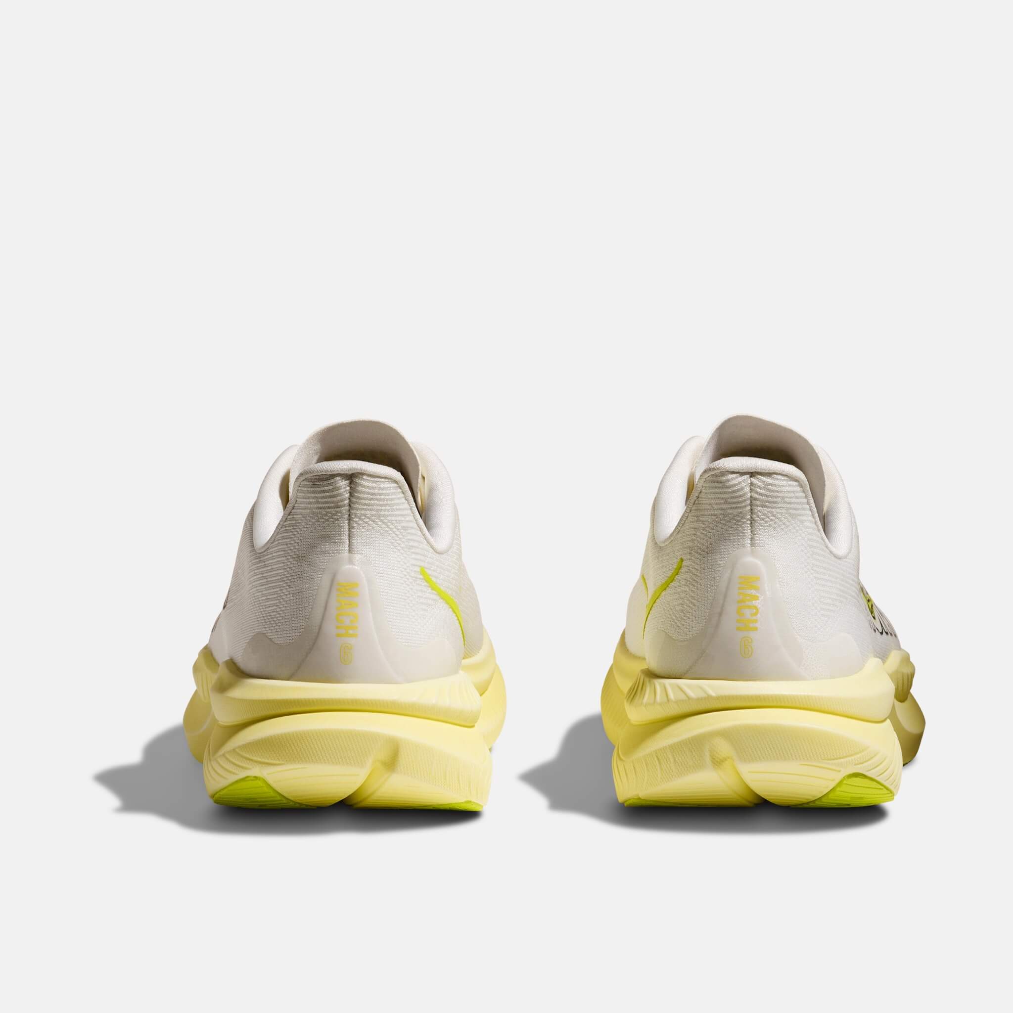 Pantofi de alergare alb-galben Hoka Mach 6 de damă