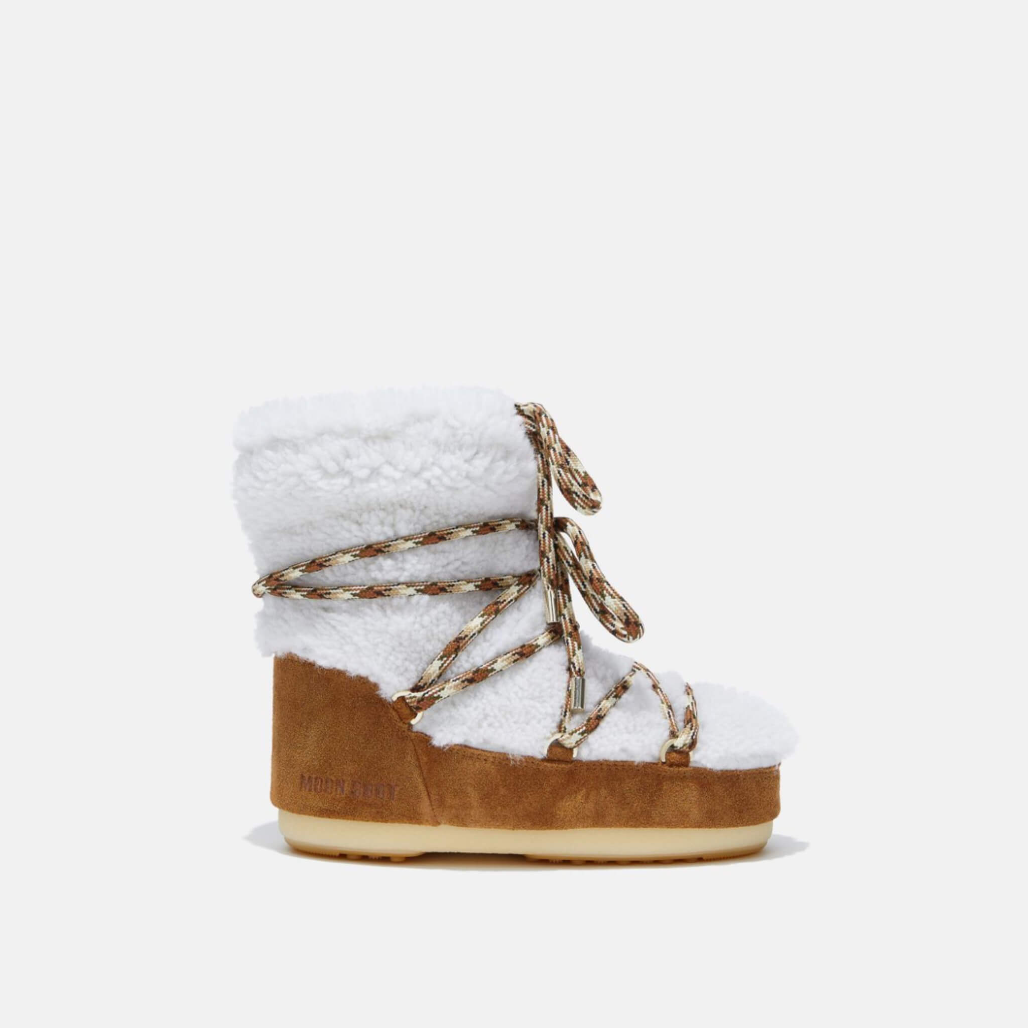 Cizme de iarnă maro-alb Moon Boot Light Low Shearling de damă