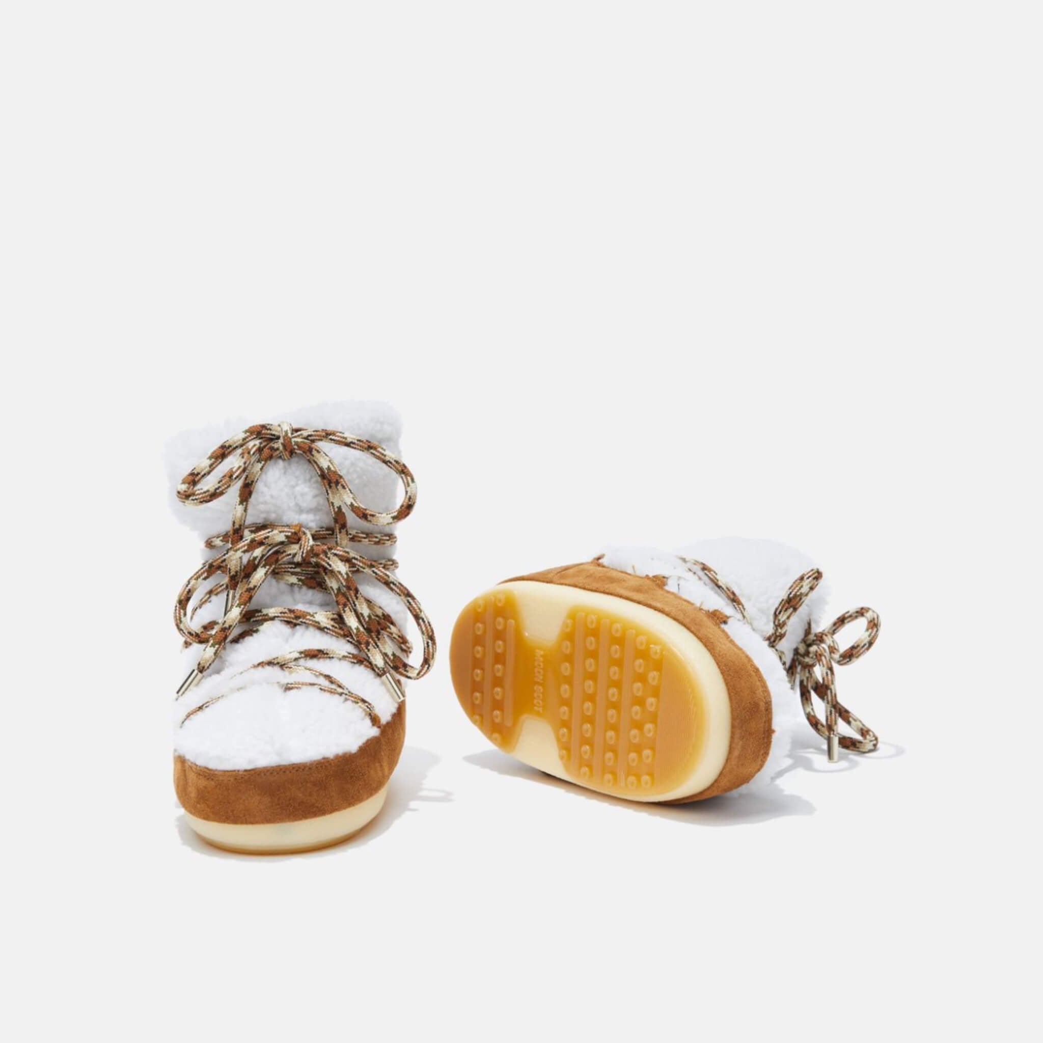 Cizme de iarnă maro-alb Moon Boot Light Low Shearling de damă