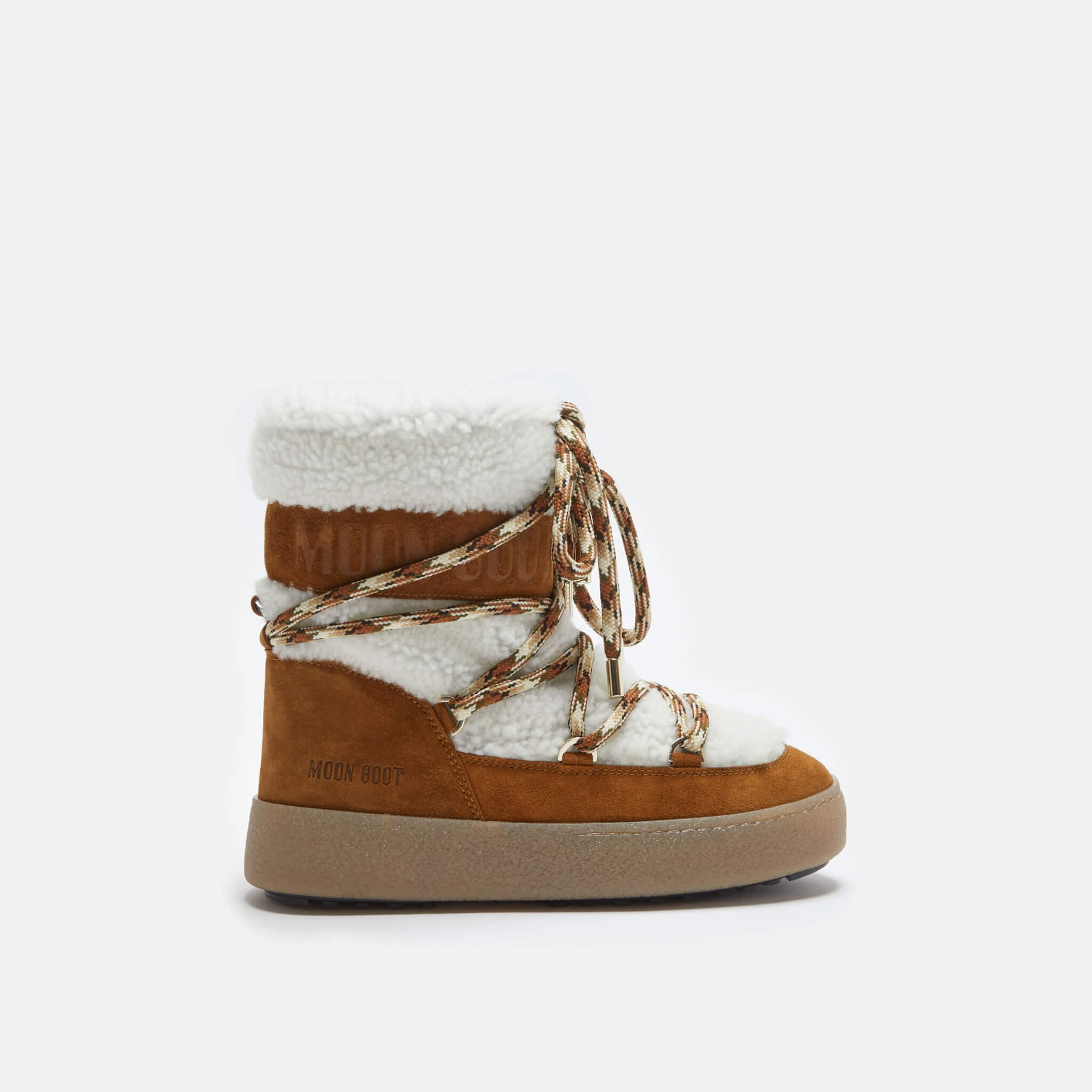 Cizme de iarnă maro-alb Moon Boot Ltrack Tube Shearling de damă