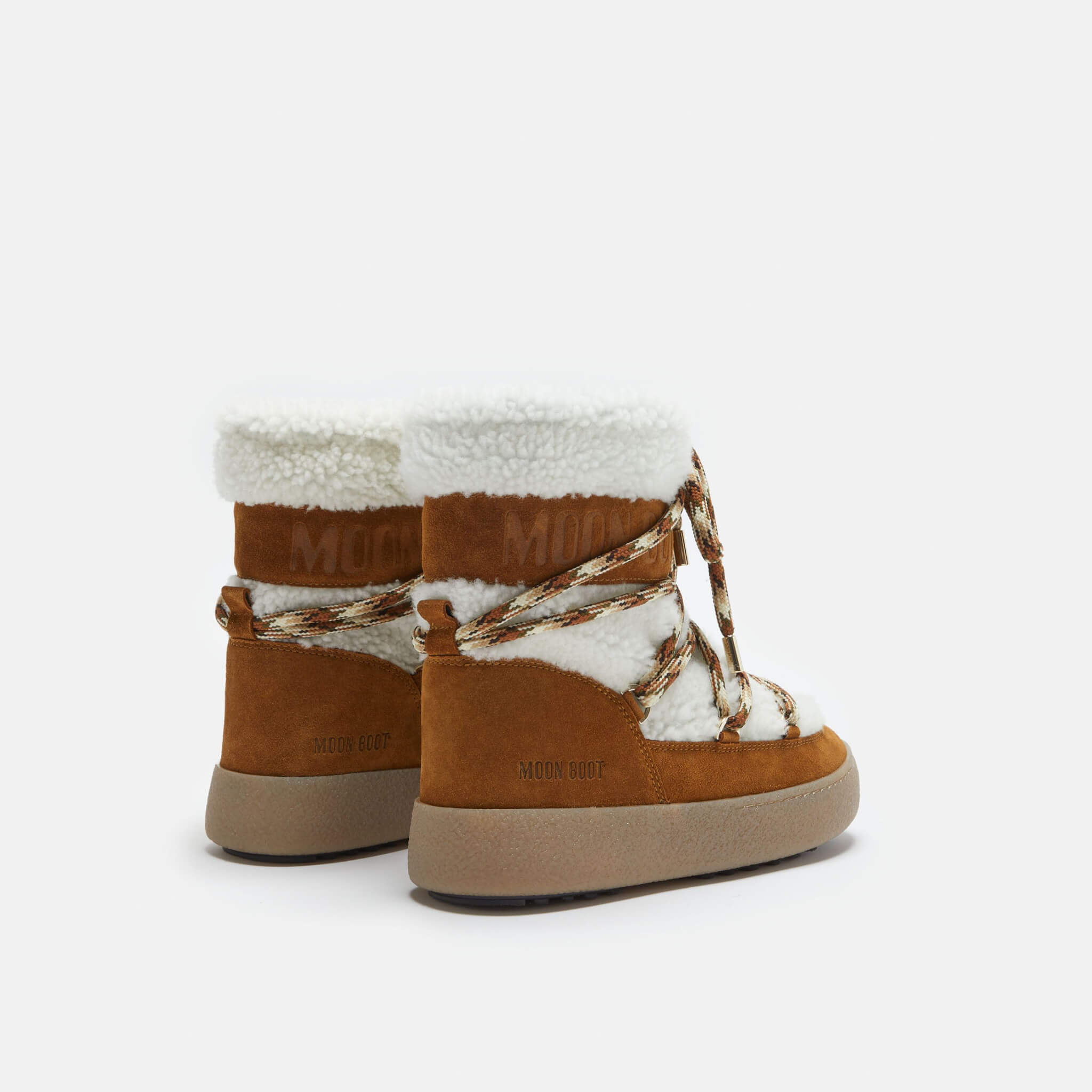 Cizme de iarnă maro-alb Moon Boot Ltrack Tube Shearling de damă