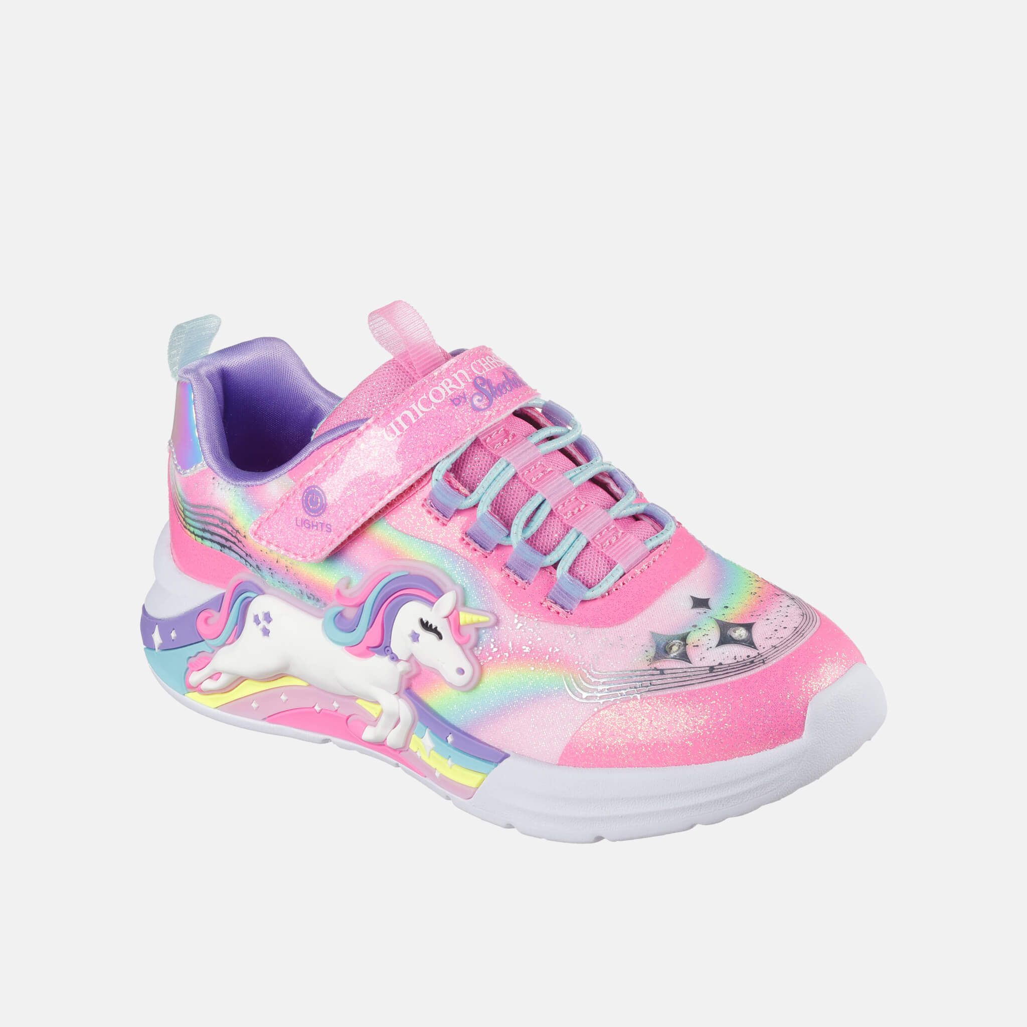 Pantofi sport roz Skechers S-Lights: Unicorn Chaser copii