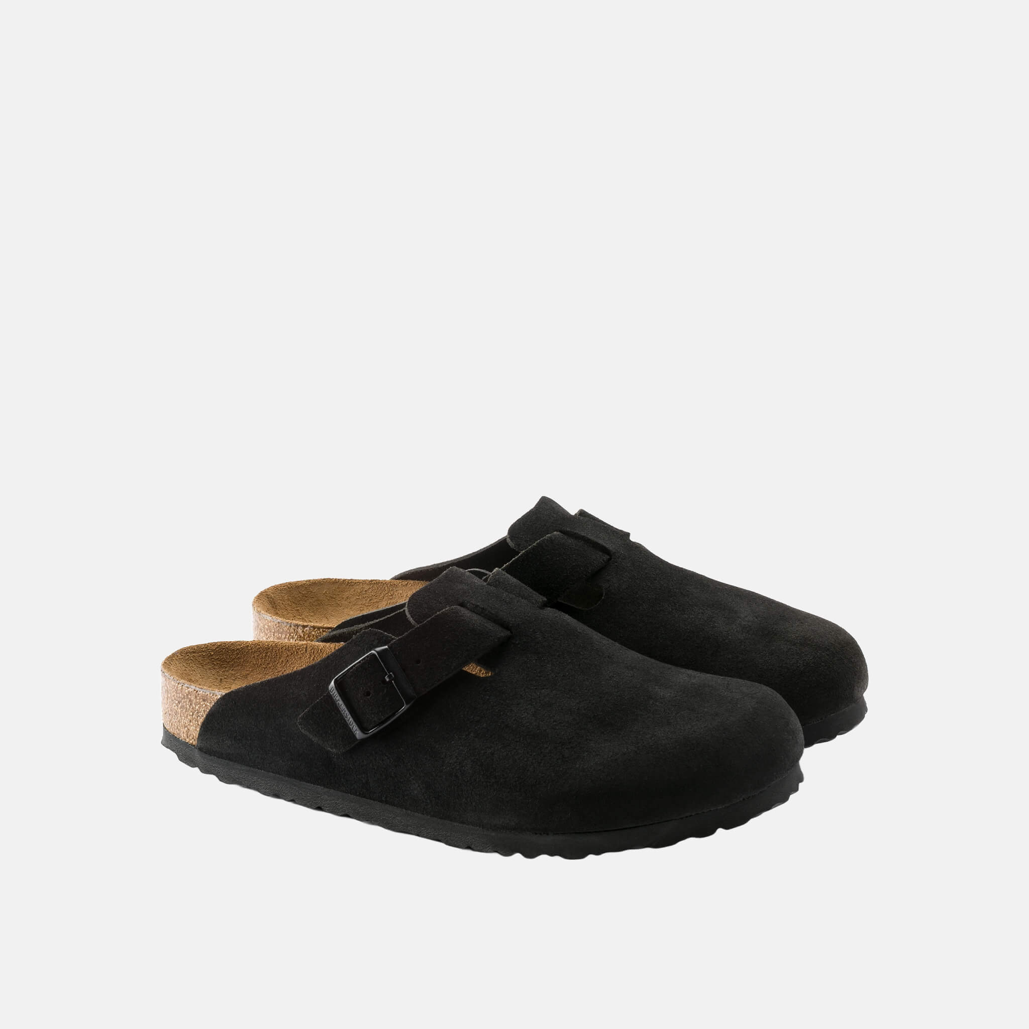 Papuci Birkenstock Boston SFB Suede Leather negru