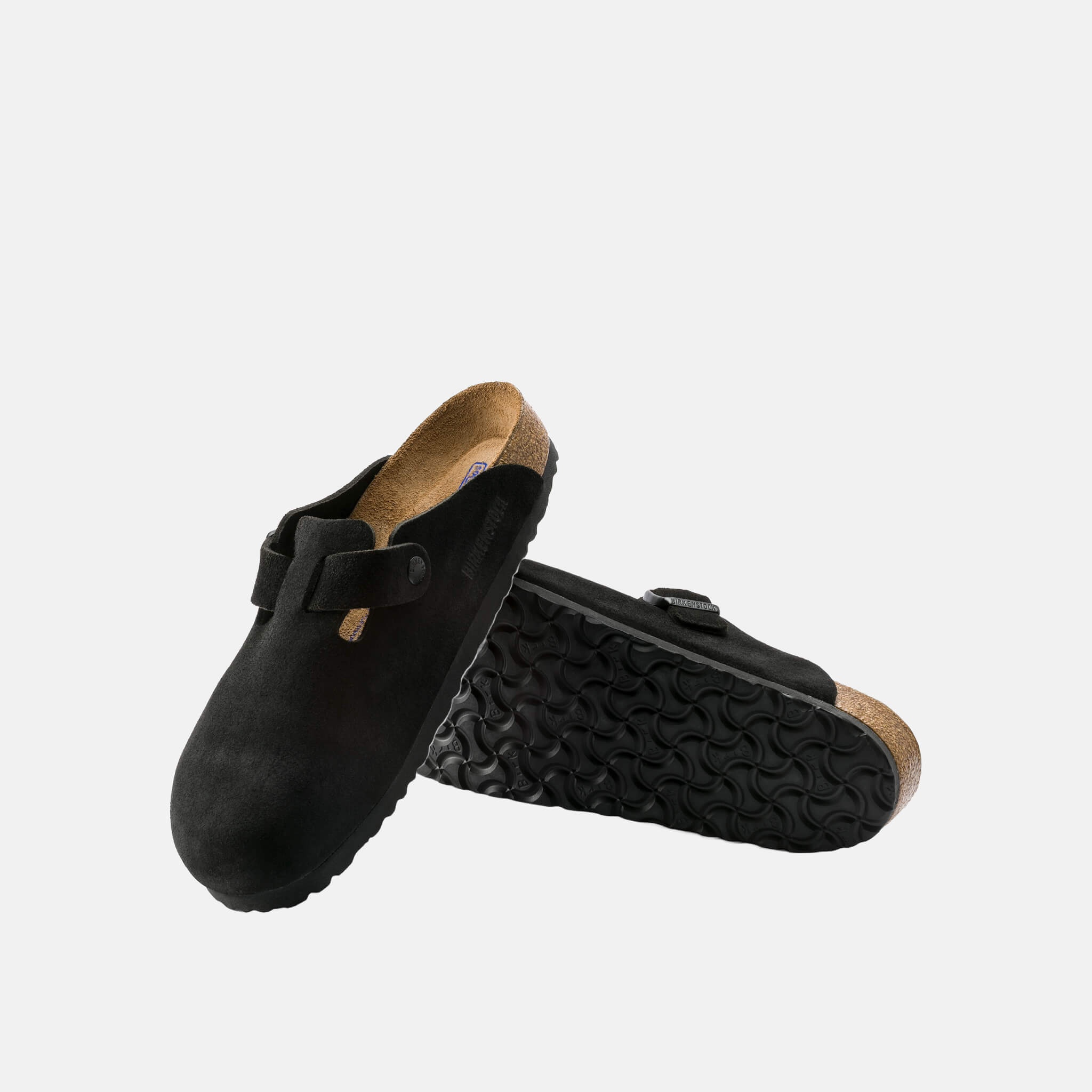 Papuci Birkenstock Boston SFB Suede Leather negru