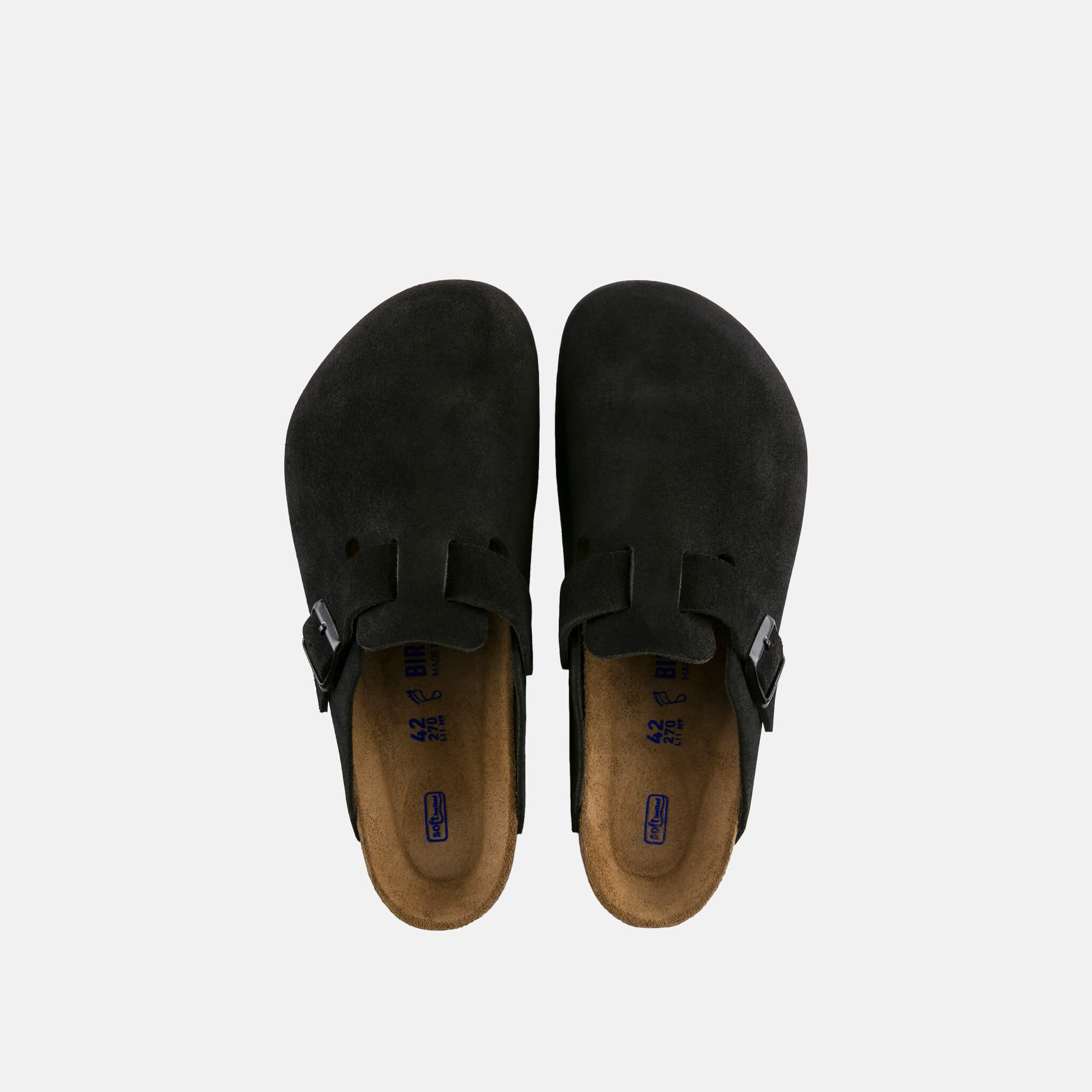 Papuci Birkenstock Boston SFB Suede Leather negru