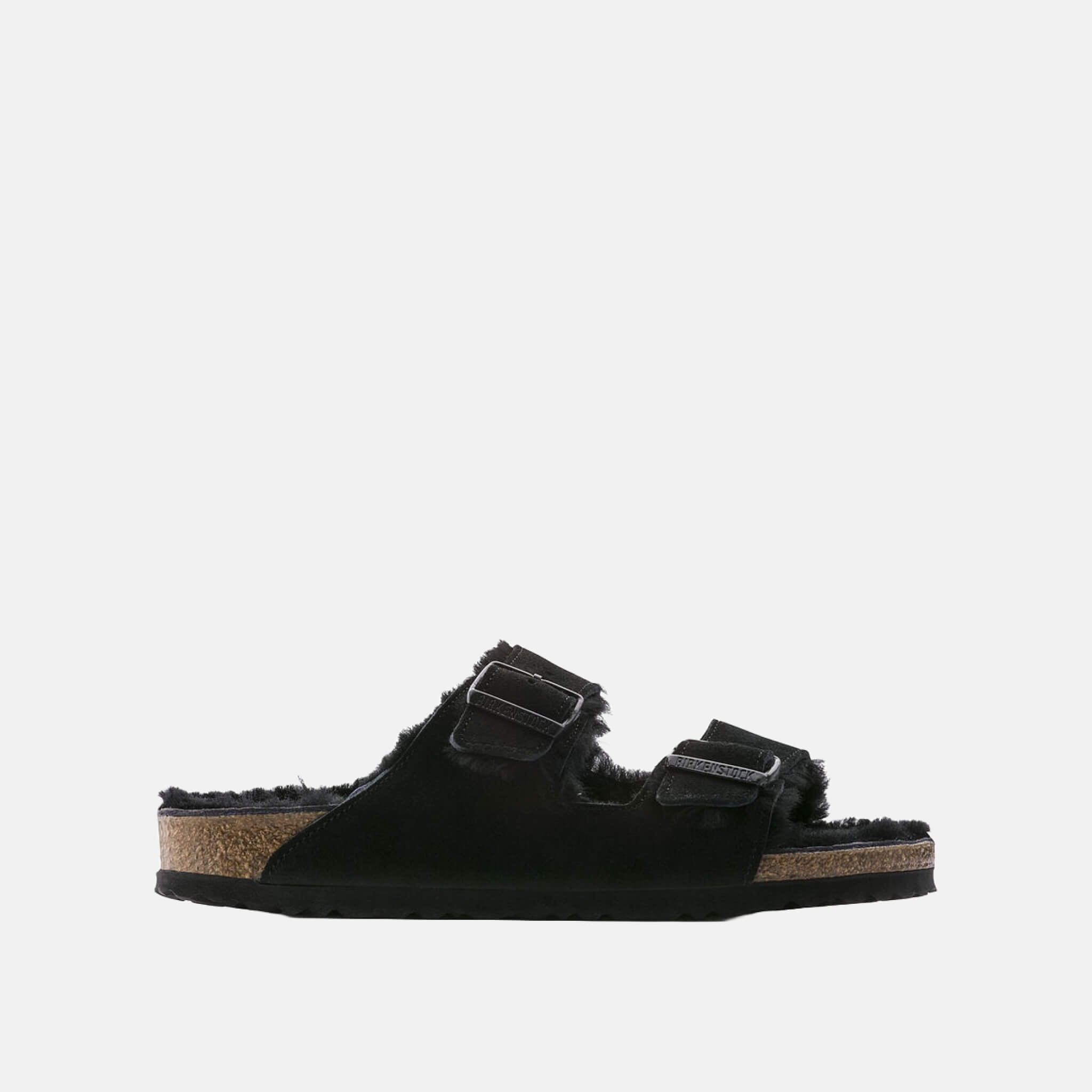Papuci Birkenstock Arizona Shearling Suede Leather negru