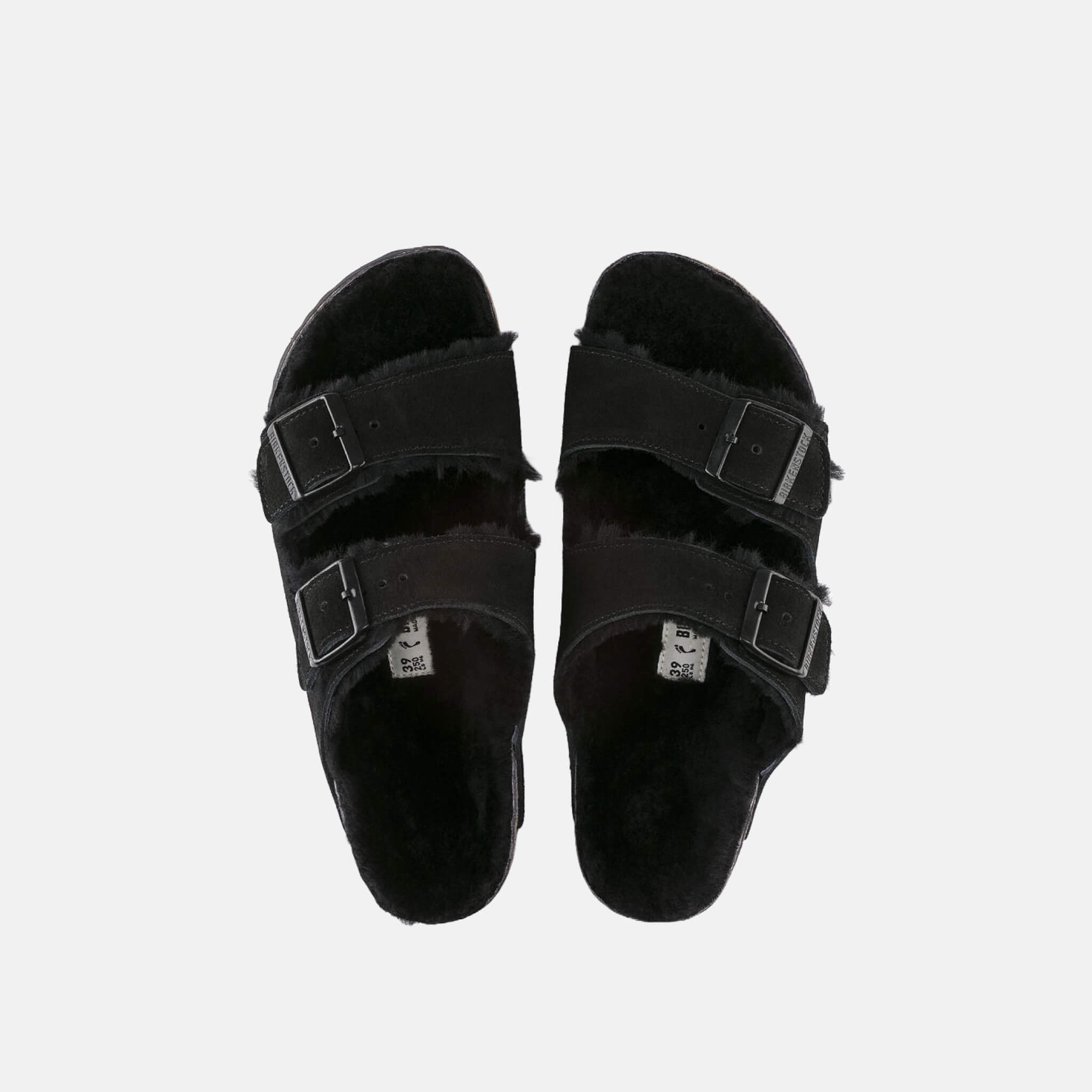 Papuci Birkenstock Arizona Shearling Suede Leather negru