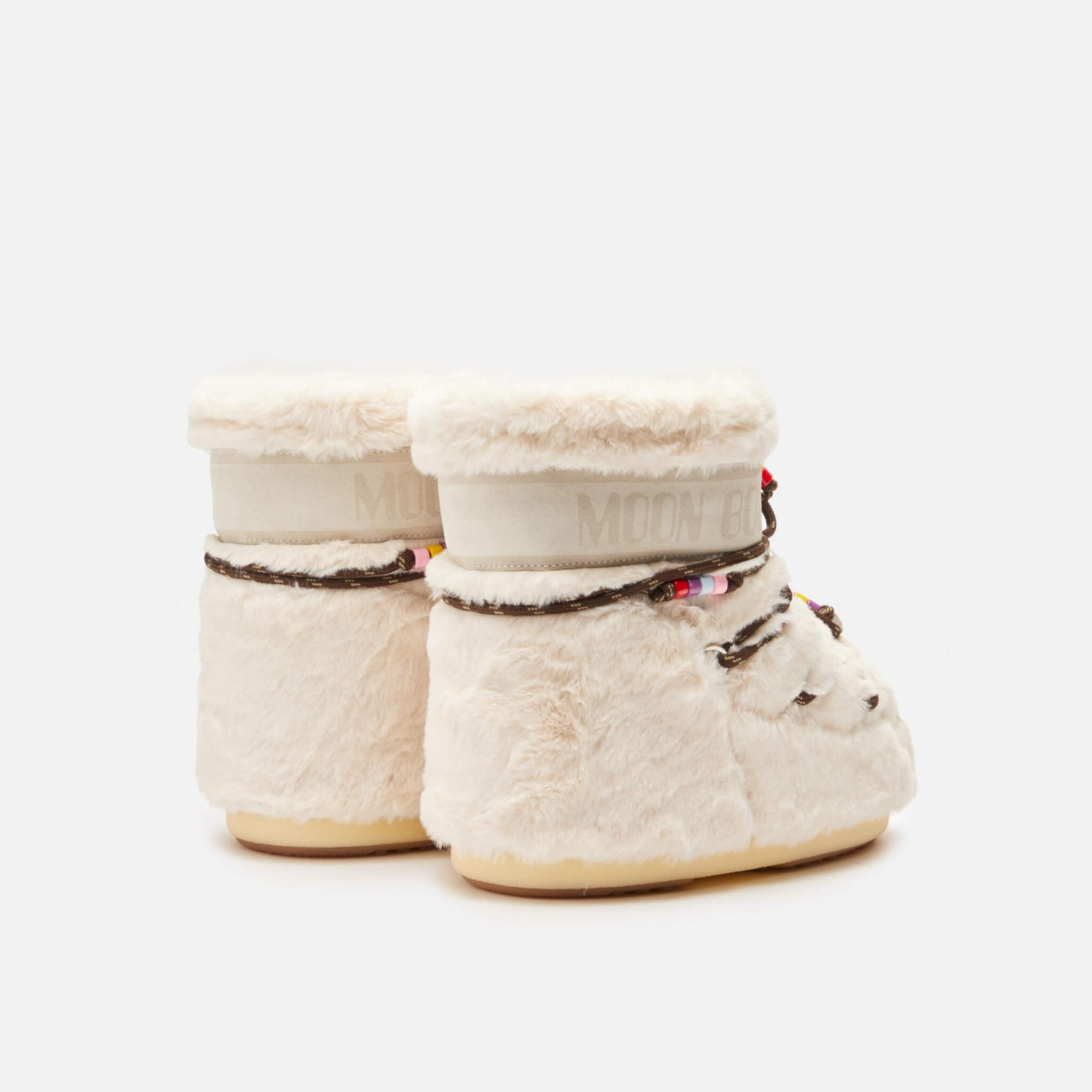 Cizme de iarnă bej Moon Boot Icon Low Faux Fur Beads de damă