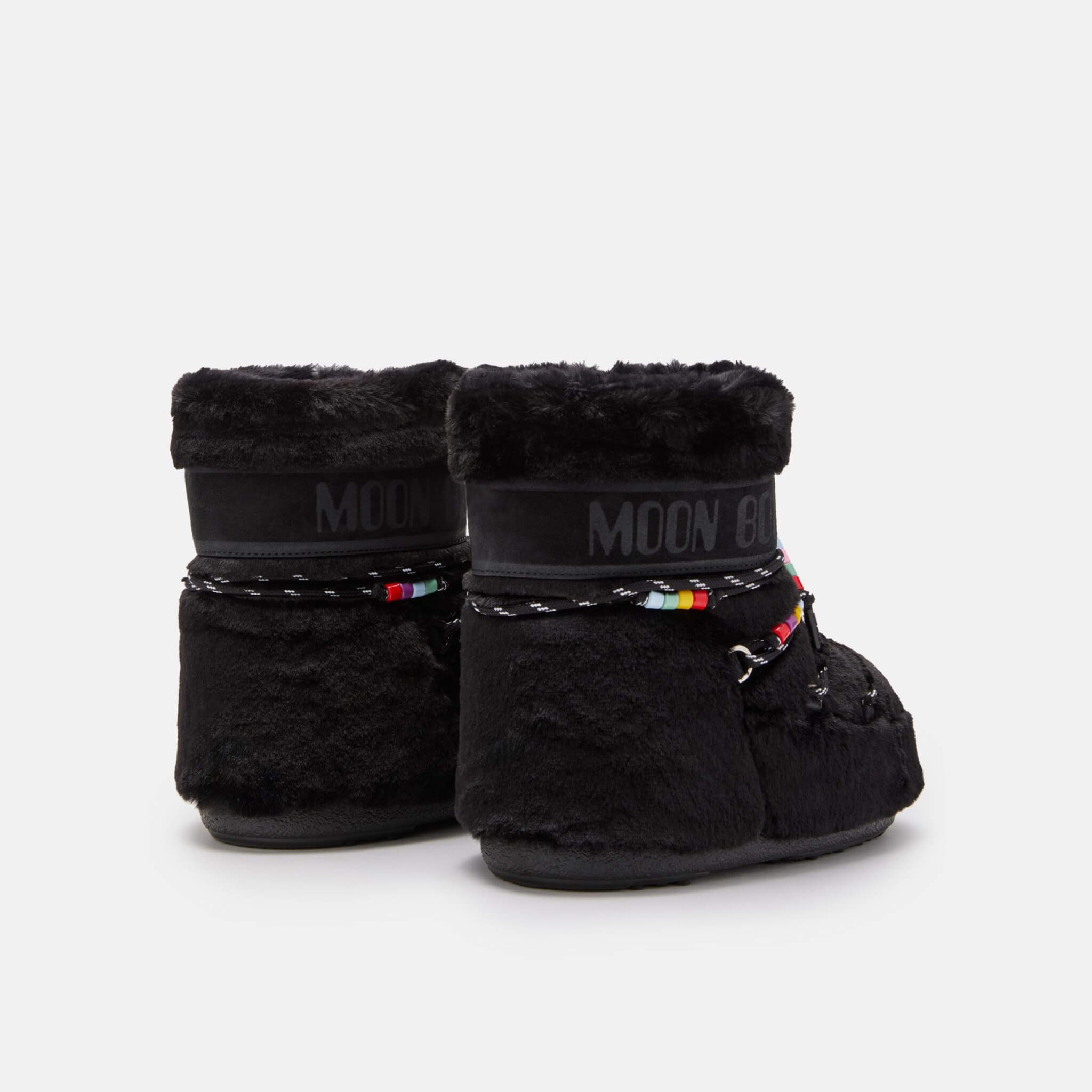 Cizme de iarnă negre Moon Boot Icon Low Faux Fur Beads de damă