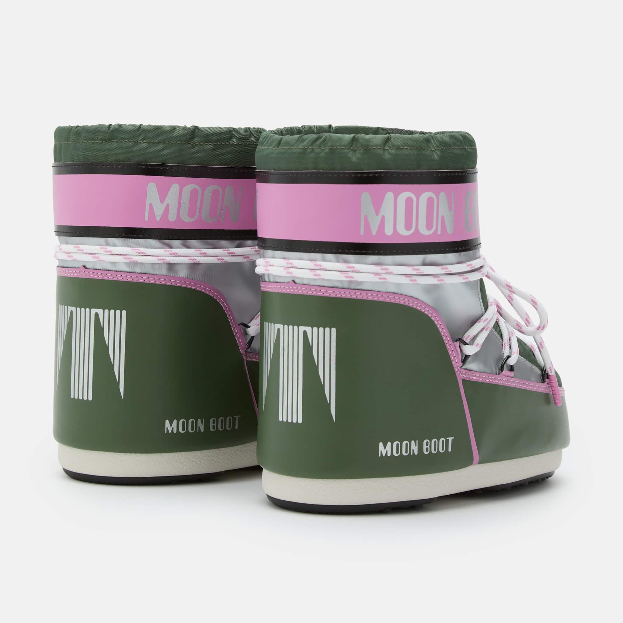 Cizme de iarnă verde-roz Moon Boot Icon Low Space Racing de damă