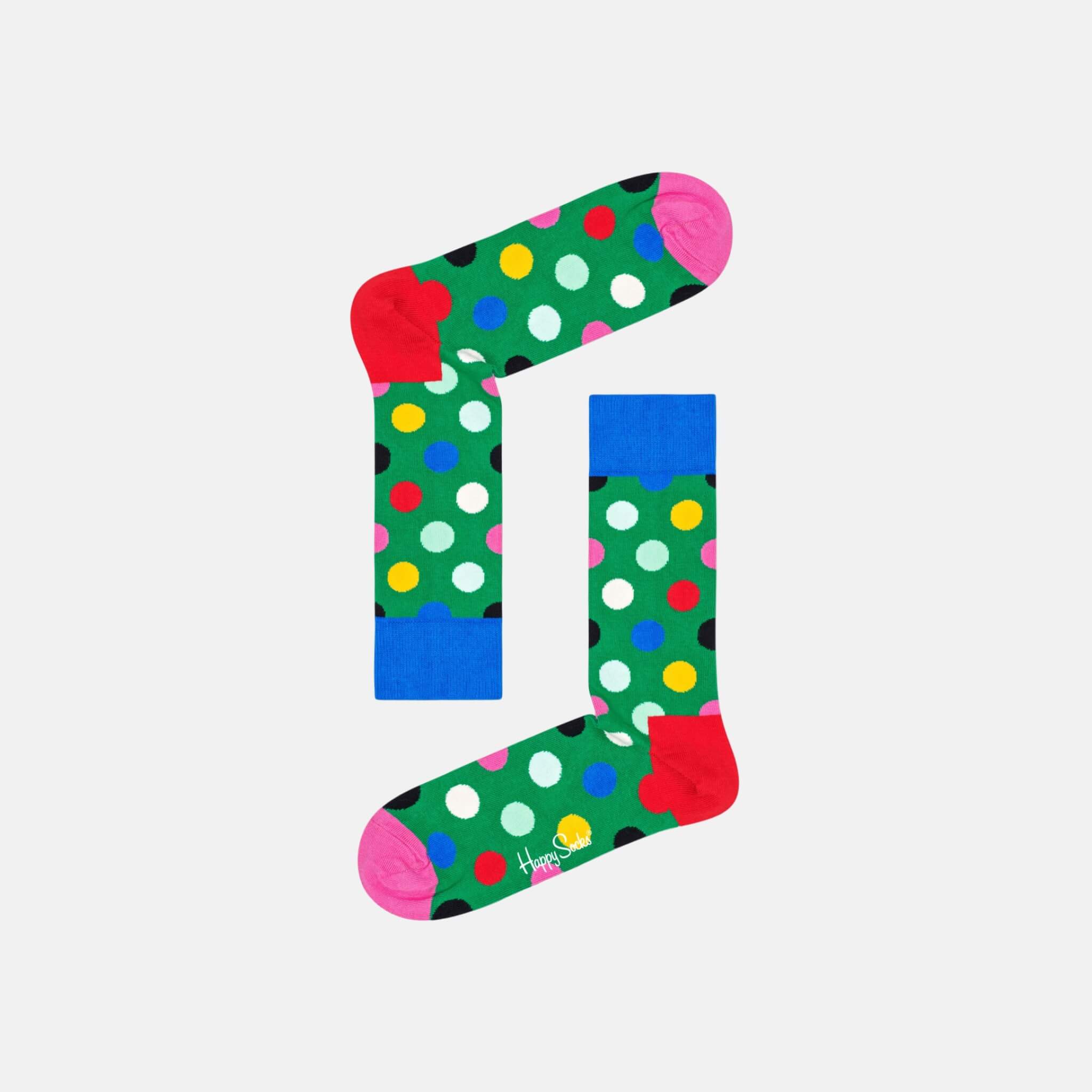 Șosete verzi Happy Socks cu buline, model Big Dot Block