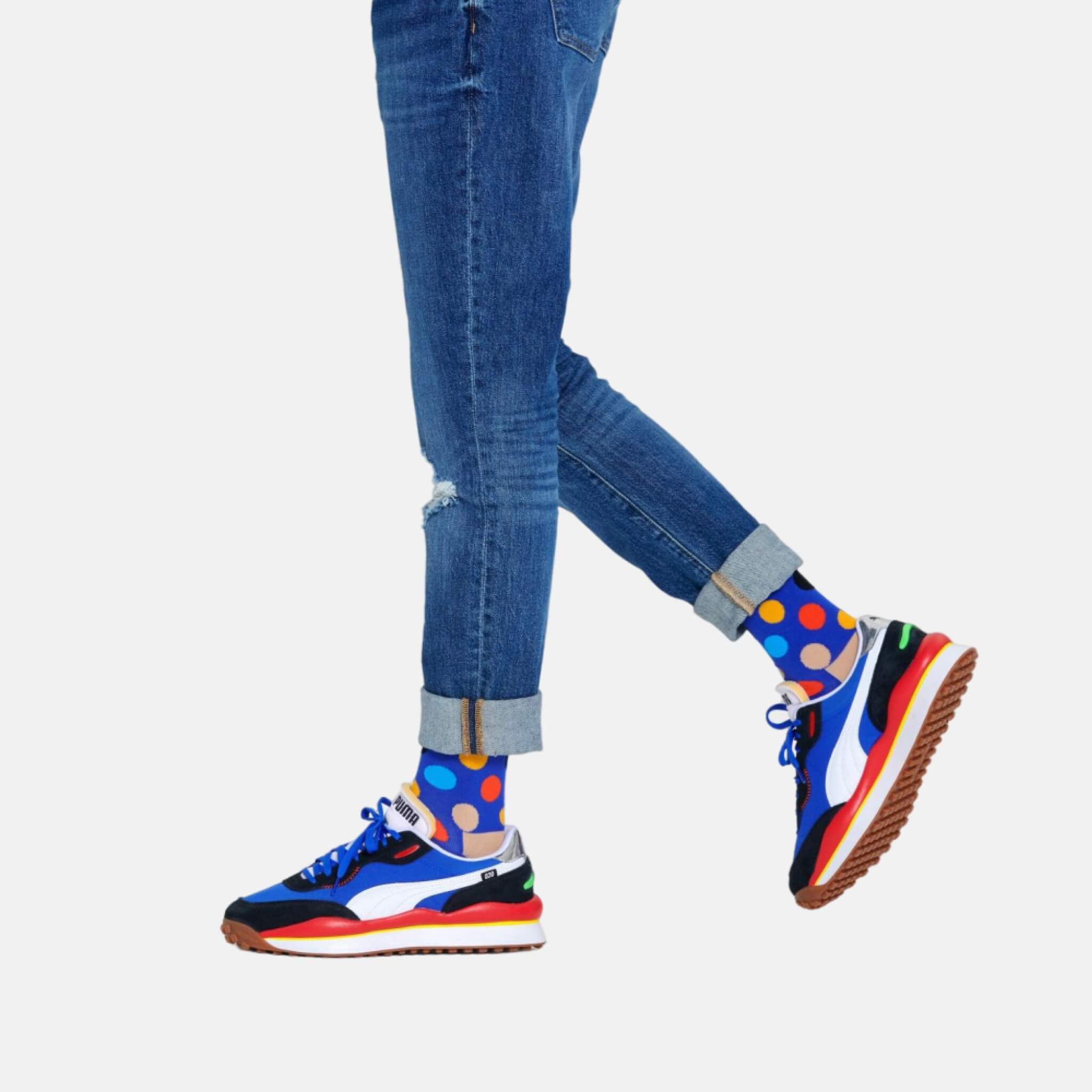 Șosete albastre Happy Socks cu buline, model Big Dot 3