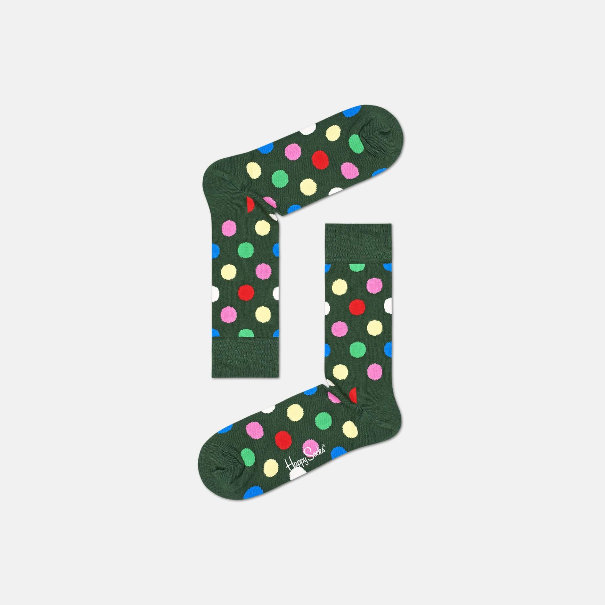 Șosete verzi Happy Socks cu buline colorate, model Big Dot 1